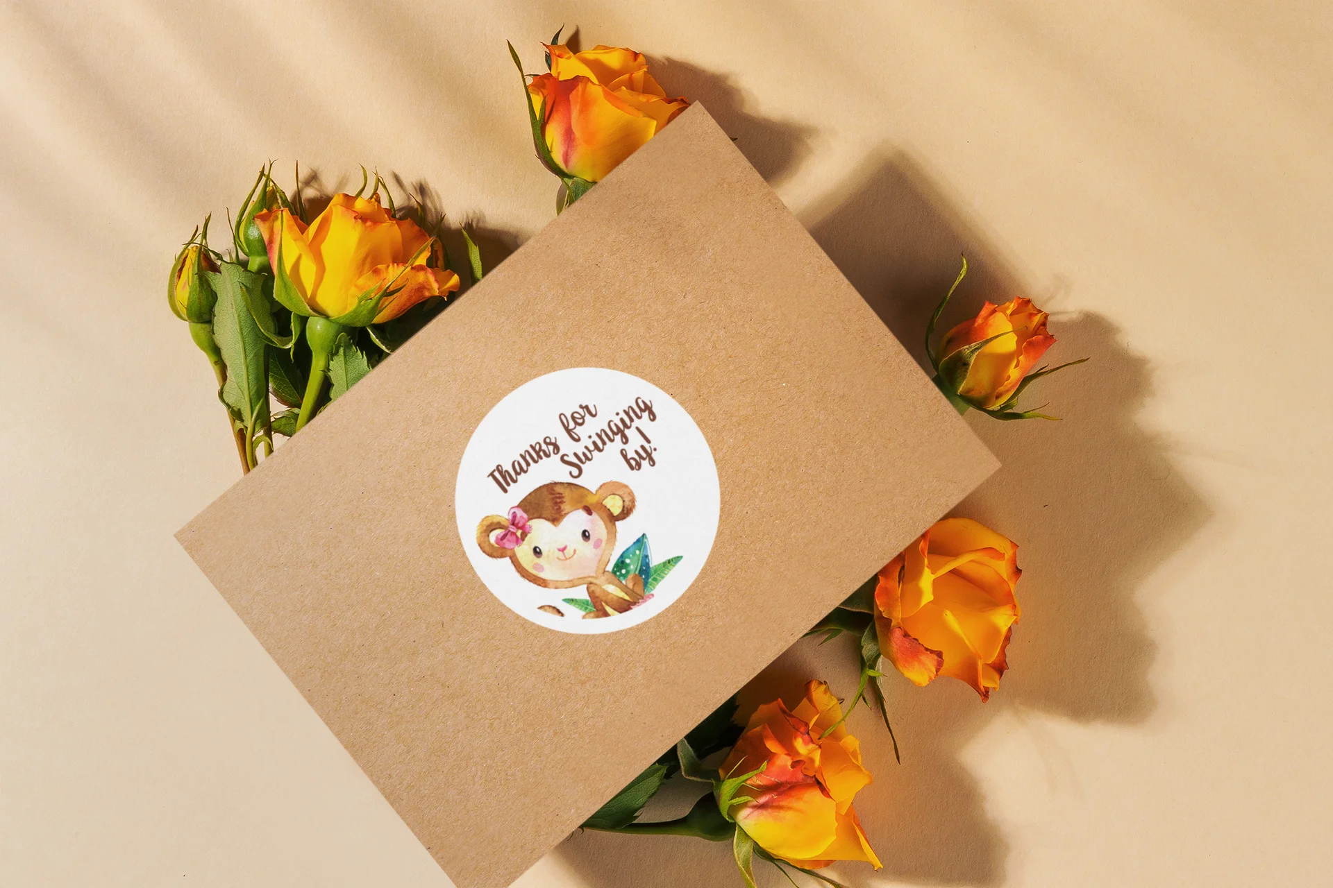 Monkey Theme- Return Gift/birthday decor Thankyou Sticker (6 CM/Sticker/Mixcolour/24Pcs) - Premium Handcrafted 300 GSM Return Gift Label Stickers by Party Decor Mall India - View 4