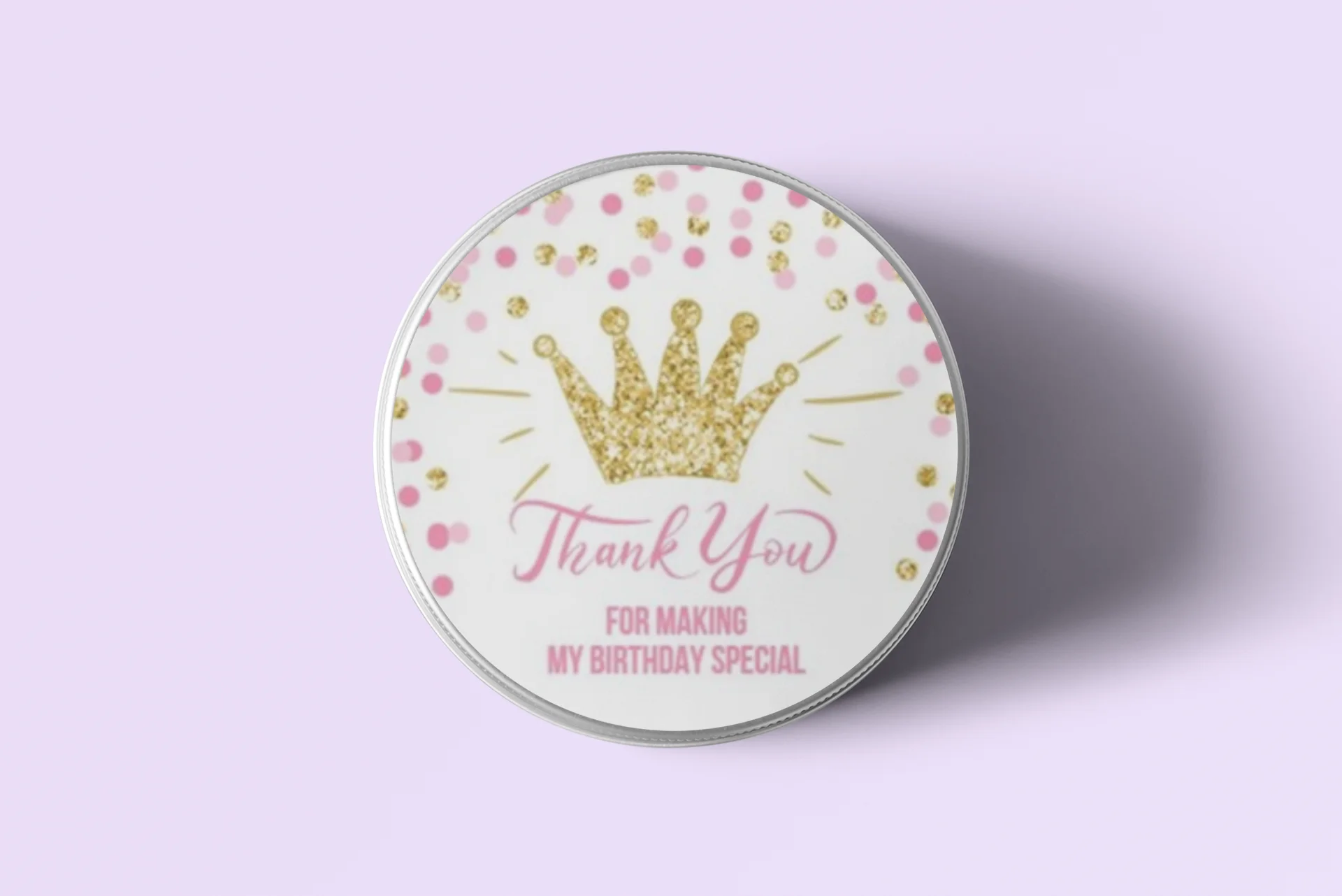 Crown Theme- Return Gift/birthday decor Thankyou Sticker (6 CM/Sticker/Pink, Gold, White/24Pcs) - Premium Handcrafted 300 GSM Return Gift Label Stickers by Party Decor Mall India - View 7