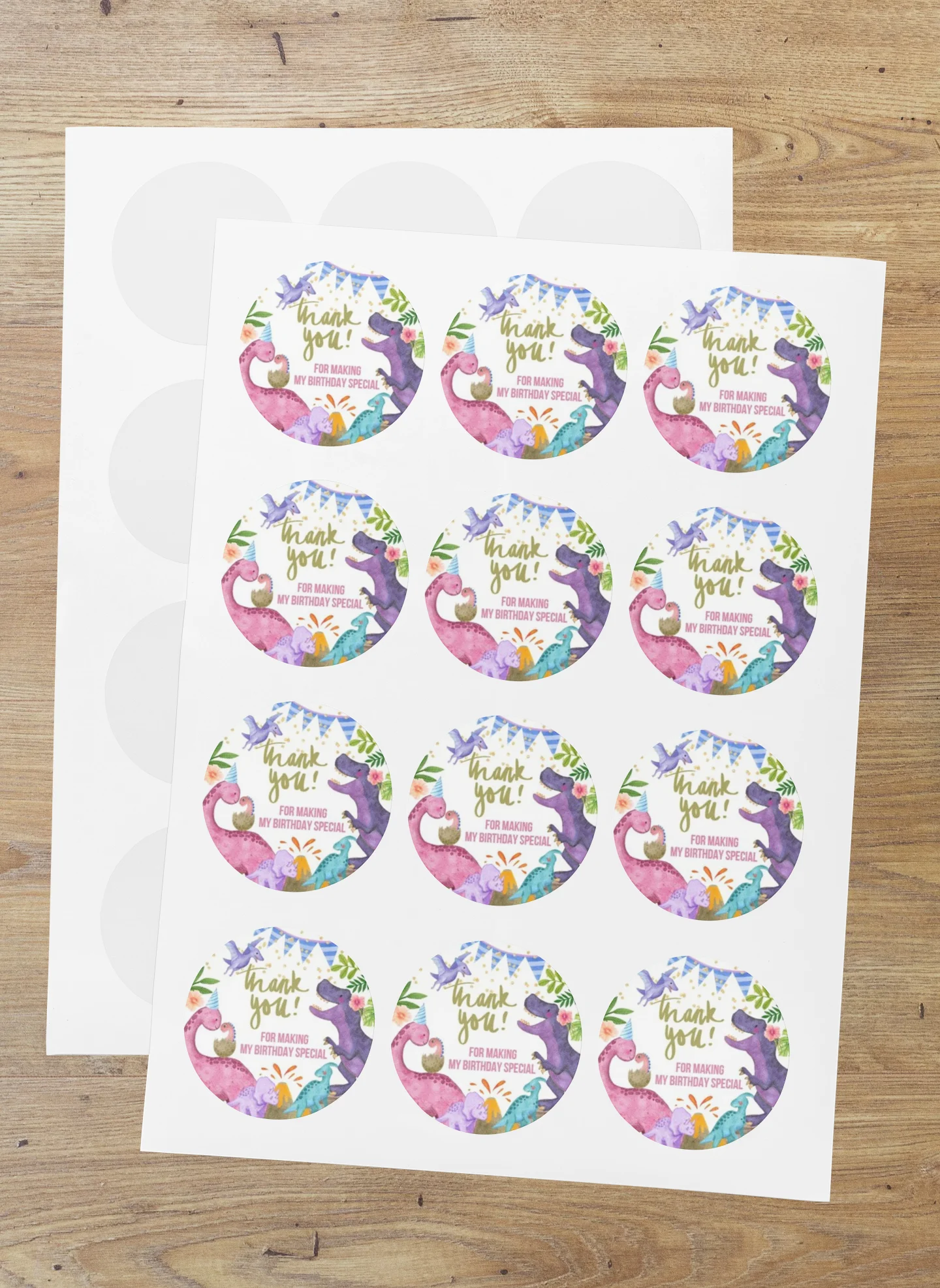 Dinosaur Theme Model 2- Return Gift/birthday decor Thankyou Sticker (6 CM/Sticker/Mixcolour/24Pcs)