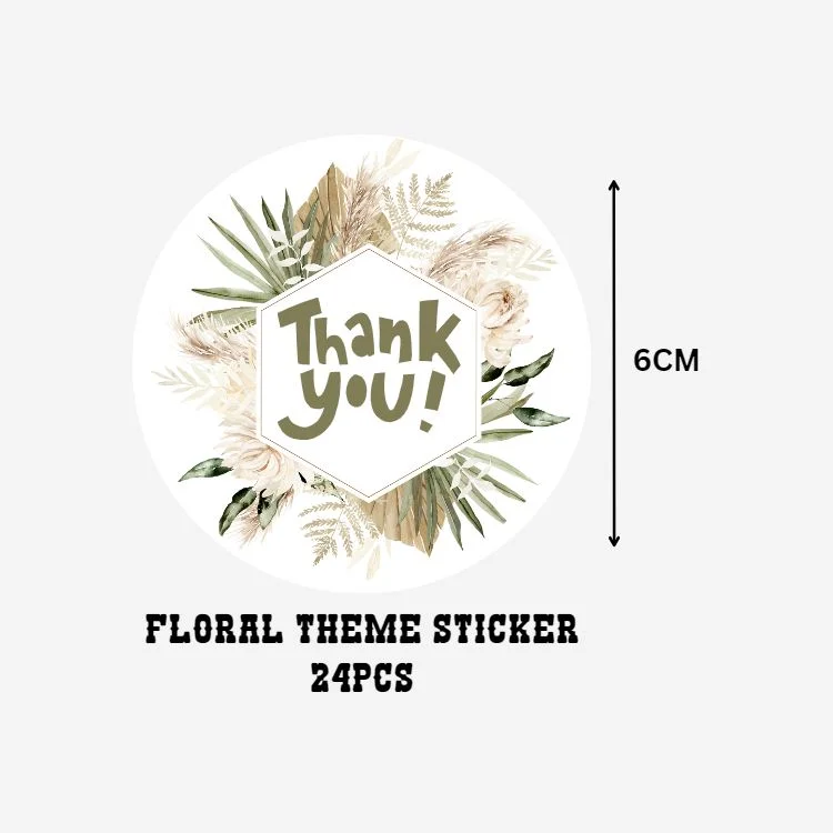 Floral Theme- Return Gift/birthday decor Thankyou Sticker (6 CM/Sticker/Mixcolour/24Pcs) - Premium Handcrafted 300 GSM Return Gift Label Stickers by Party Decor Mall India - View 2