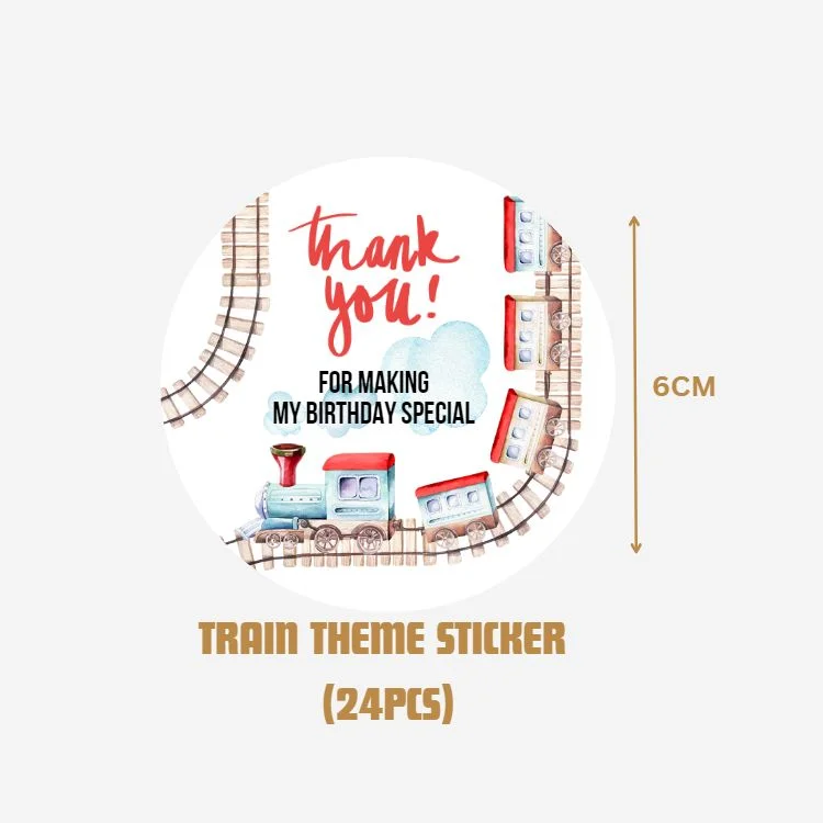 Train Theme- Return Gift/birthday decor Thankyou Sticker (6 CM/Sticker/Mixcolour/24Pcs) - Premium Handcrafted 300 GSM Return Gift Label Stickers by Party Decor Mall India - View 2