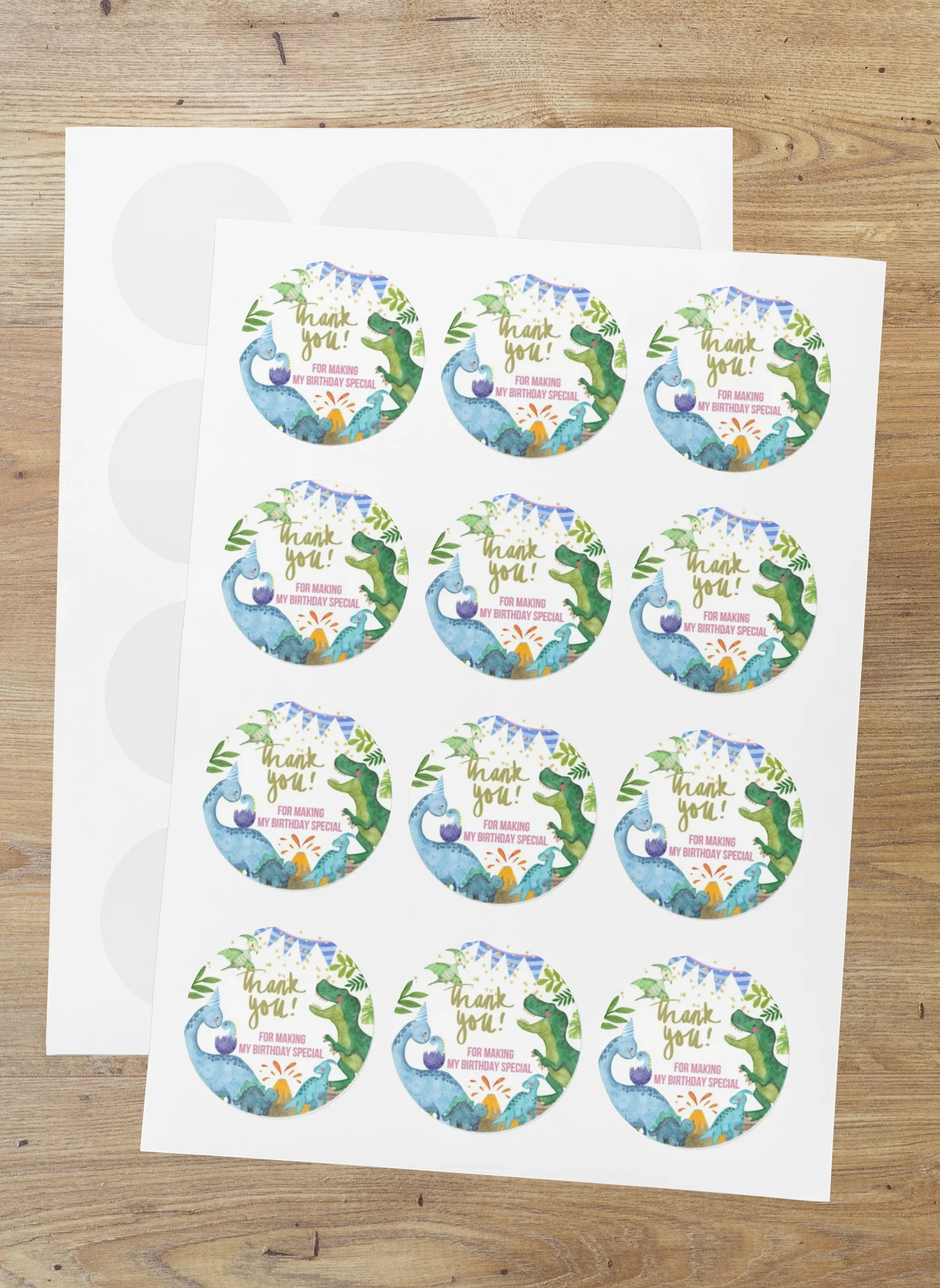 Dinosaur Theme- Return Gift/birthday decor Thankyou Sticker (6 CM/Sticker/Mixcolour/24Pcs)