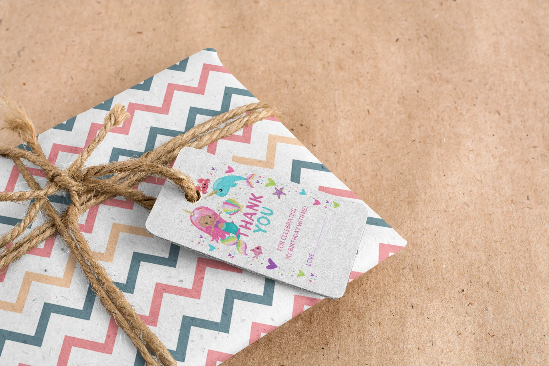 Mermaid Theme Model 2 Birthday Favour Tags (2 x 3.5 inches/250 GSM Cardstock/Multicolour/30Pcs) - Premium Handcrafted 300 GSM Thank You Cards by Party Decor Mall India - View 6