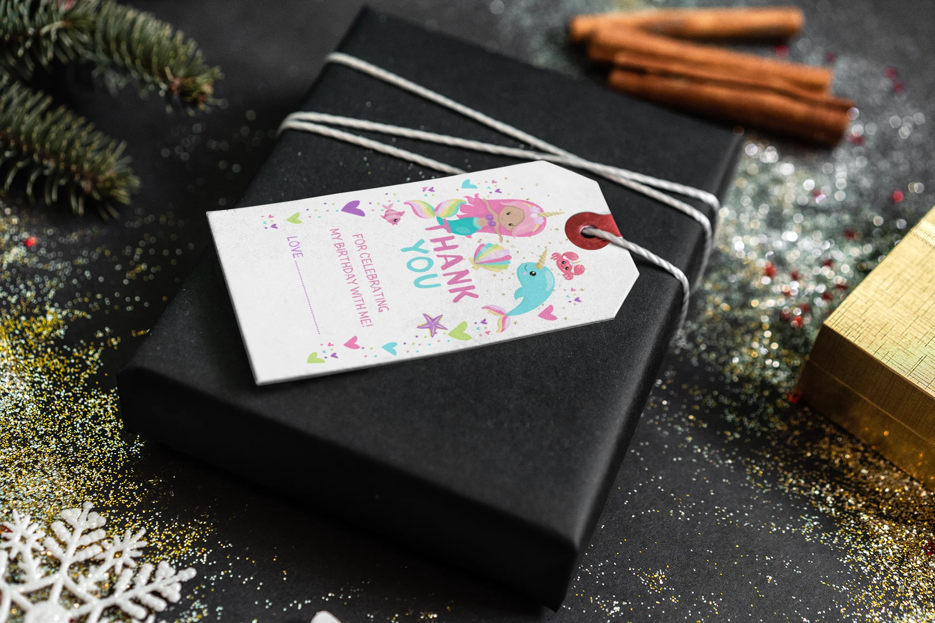 Mermaid Theme Model 2 Birthday Favour Tags (2 x 3.5 inches/250 GSM Cardstock/Multicolour/30Pcs) - Premium Handcrafted 300 GSM Thank You Cards by Party Decor Mall India - View 8