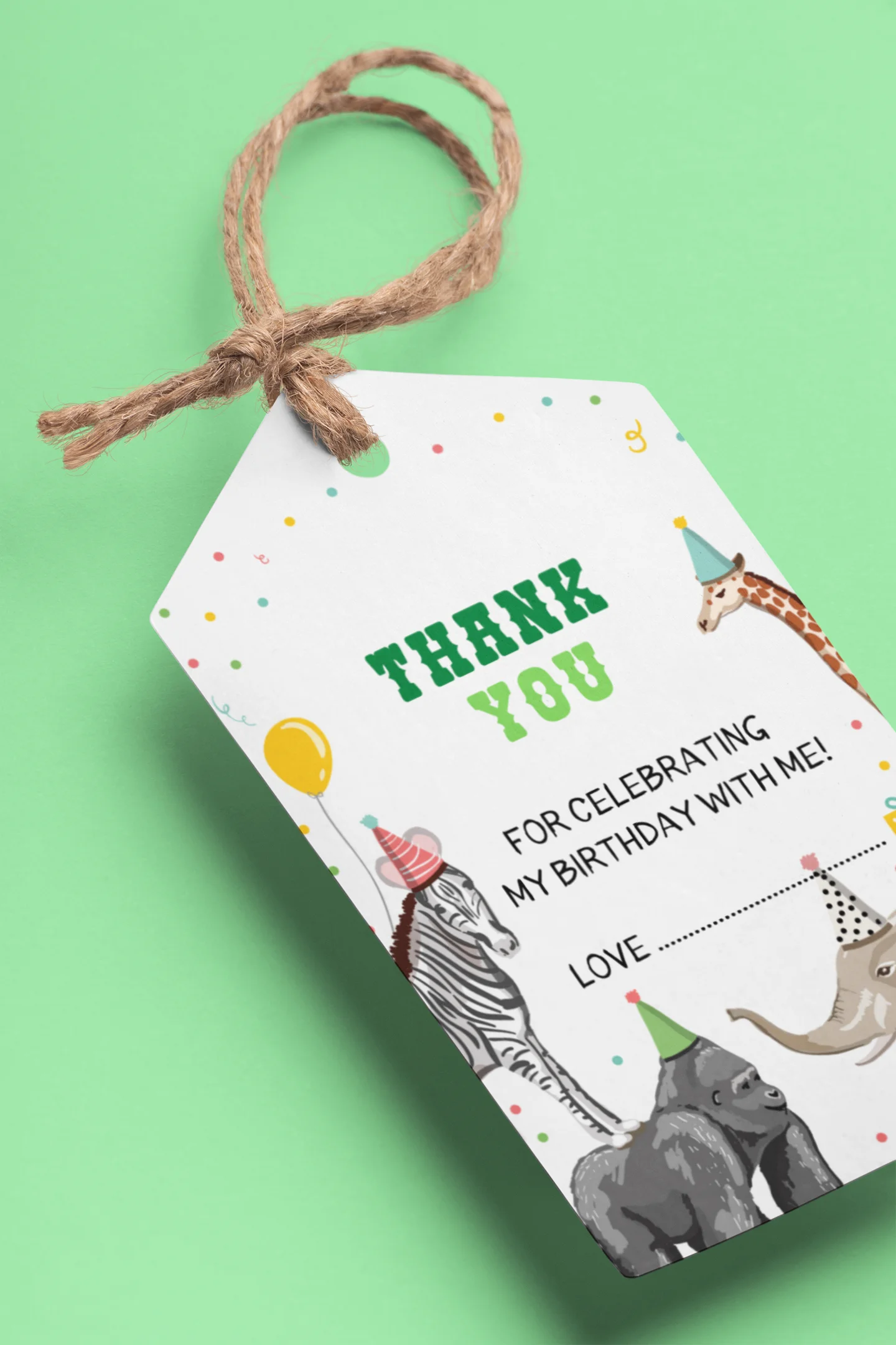 Jungle Theme Model 3 Birthday Favour Tags (2 x 3.5 inches/250 GSM Cardstock/Multicolour/30Pcs) - Premium Handcrafted 300 GSM Thank You Cards by Party Decor Mall India - View 1