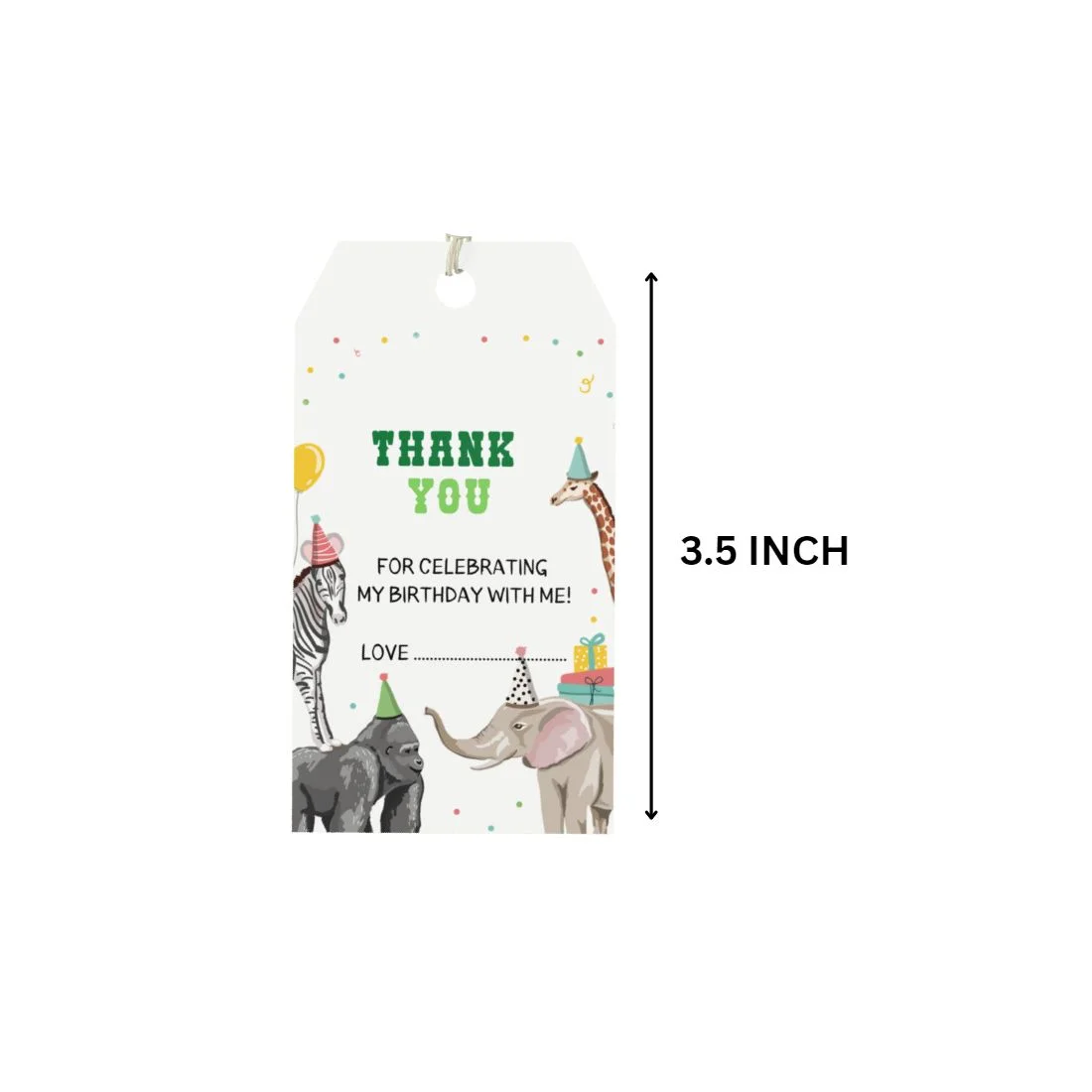 Jungle Theme Model 3 Birthday Favour Tags (2 x 3.5 inches/250 GSM Cardstock/Multicolour/30Pcs) - Premium Handcrafted 300 GSM Thank You Cards by Party Decor Mall India - View 2