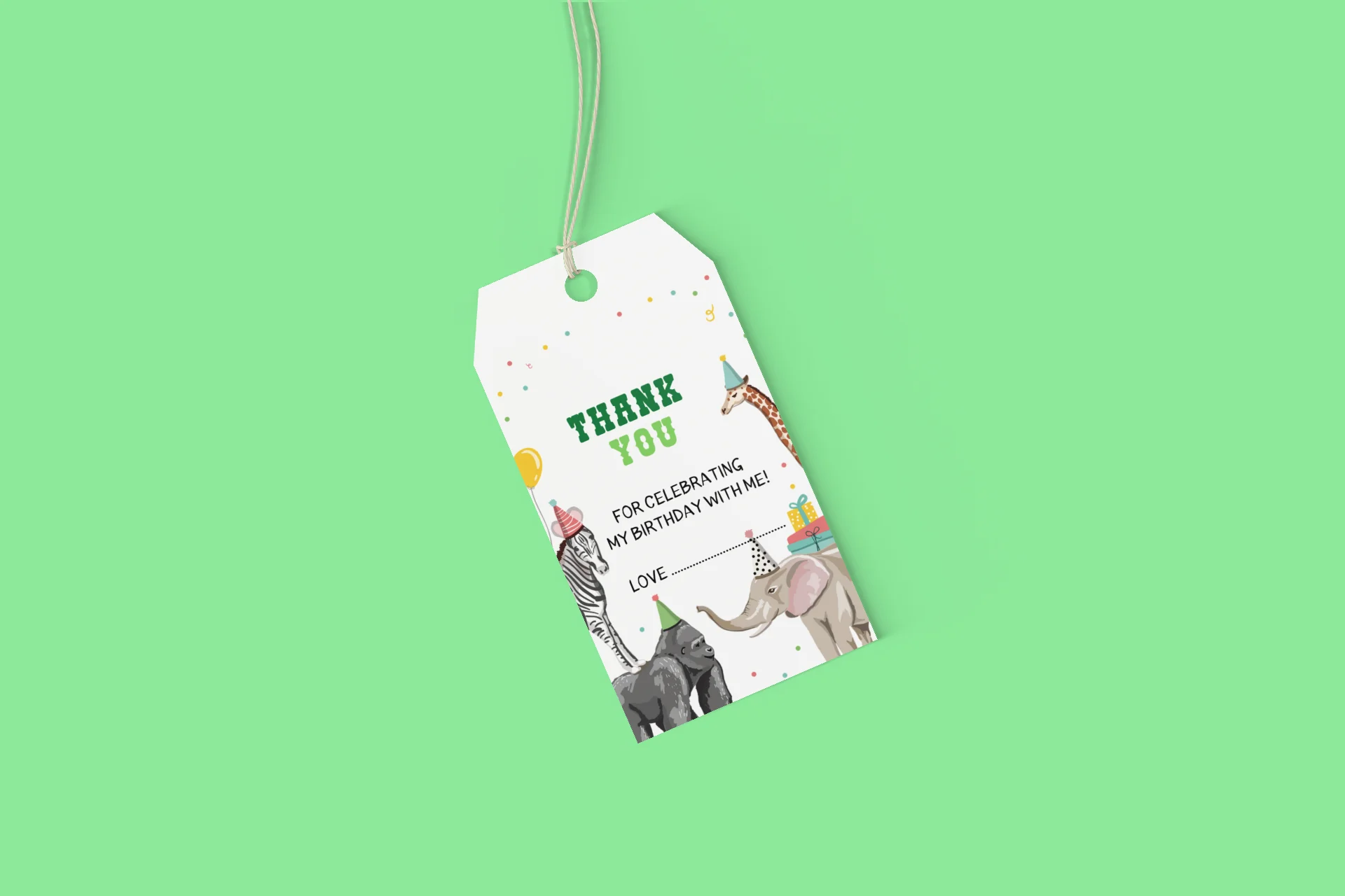 Jungle Theme Model 3 Birthday Favour Tags (2 x 3.5 inches/250 GSM Cardstock/Multicolour/30Pcs) - Premium Handcrafted 300 GSM Thank You Cards by Party Decor Mall India - View 4