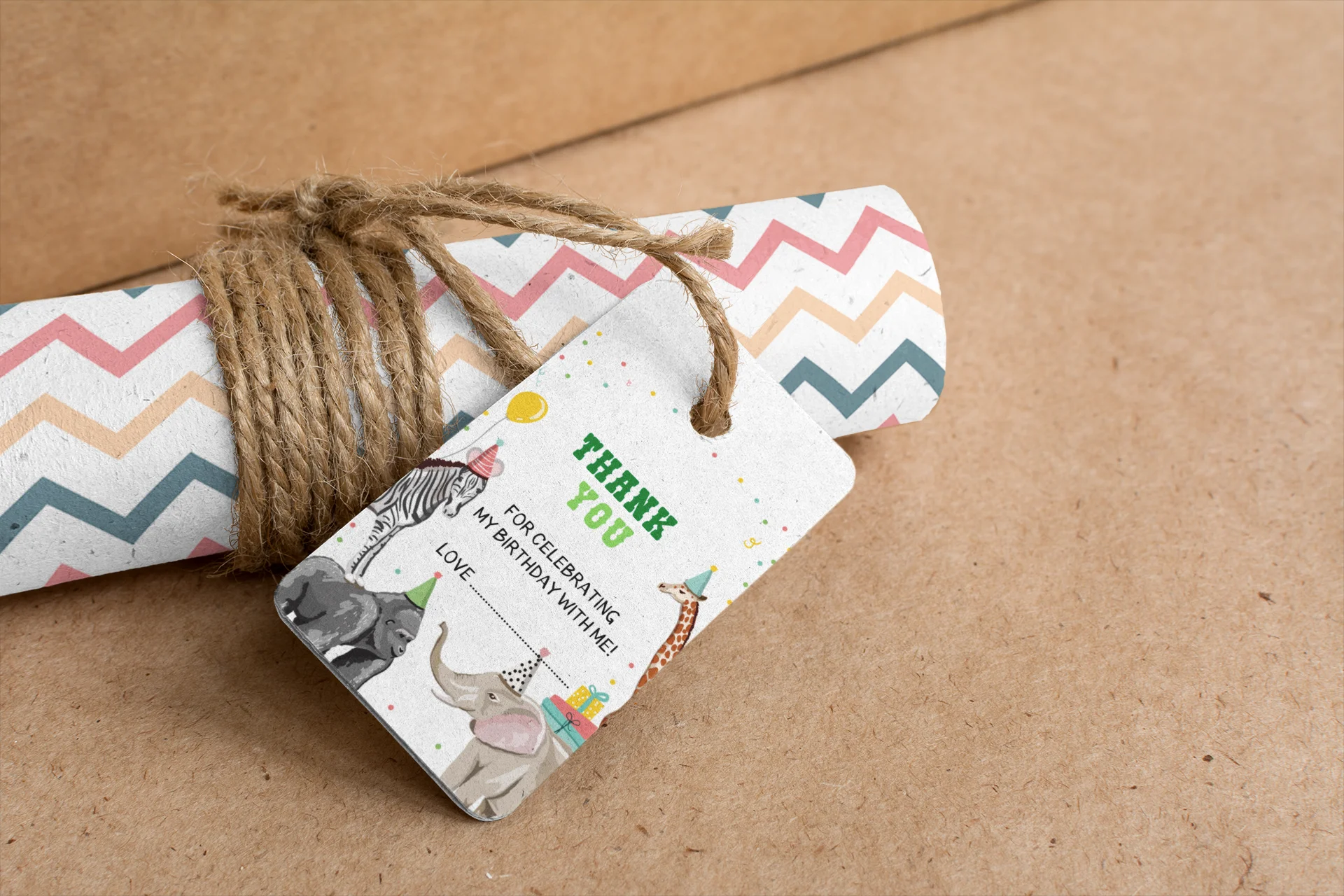 Jungle Theme Model 3 Birthday Favour Tags (2 x 3.5 inches/250 GSM Cardstock/Multicolour/30Pcs) - Premium Handcrafted 300 GSM Thank You Cards by Party Decor Mall India - View 5