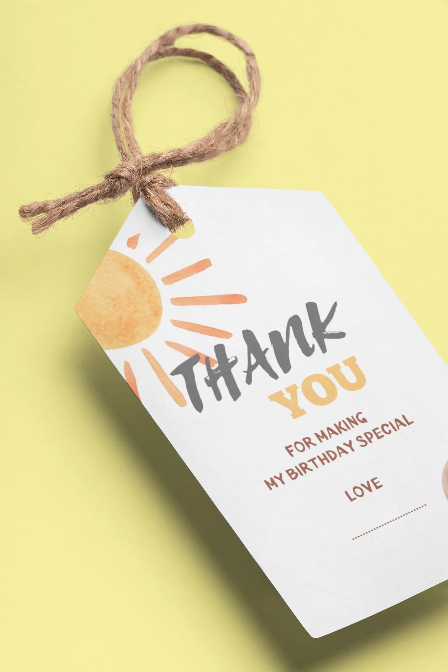 Sunsine Theme Birthday Favour Tags (2 x 3.5 inches/250 GSM Cardstock/Multicolour/30Pcs) - Premium Handcrafted 300 GSM Thank You Cards by Party Decor Mall India - View 1