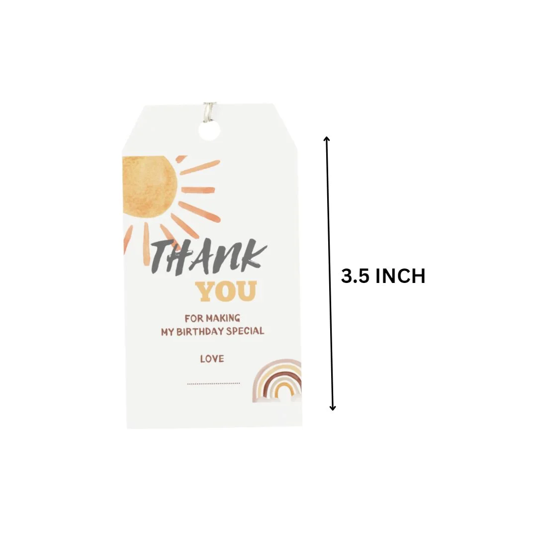 Sunsine Theme Birthday Favour Tags (2 x 3.5 inches/250 GSM Cardstock/Multicolour/30Pcs) - Premium Handcrafted 300 GSM Thank You Cards by Party Decor Mall India - View 2