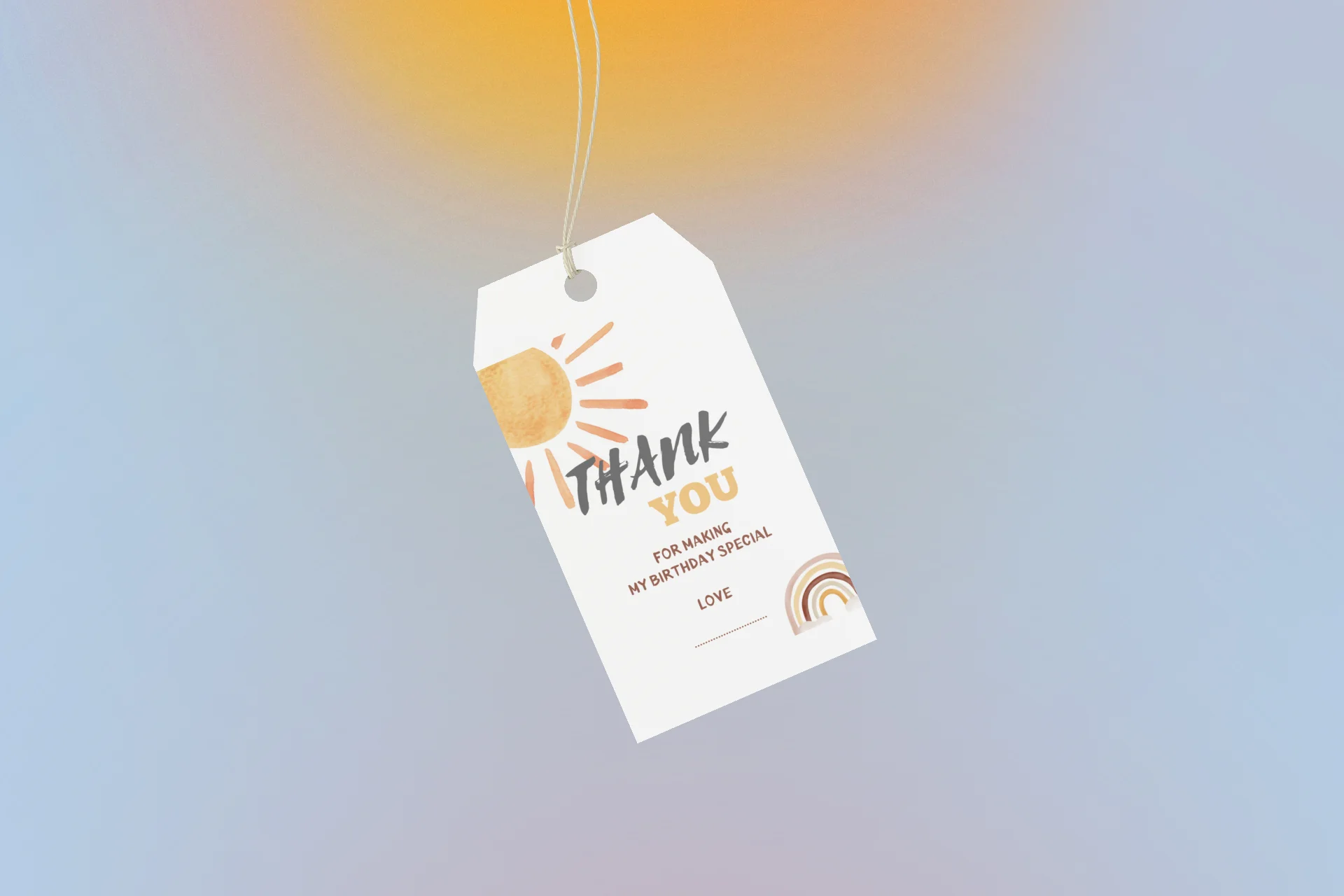 Sunsine Theme Birthday Favour Tags (2 x 3.5 inches/250 GSM Cardstock/Multicolour/30Pcs) - Premium Handcrafted 300 GSM Thank You Cards by Party Decor Mall India - View 8