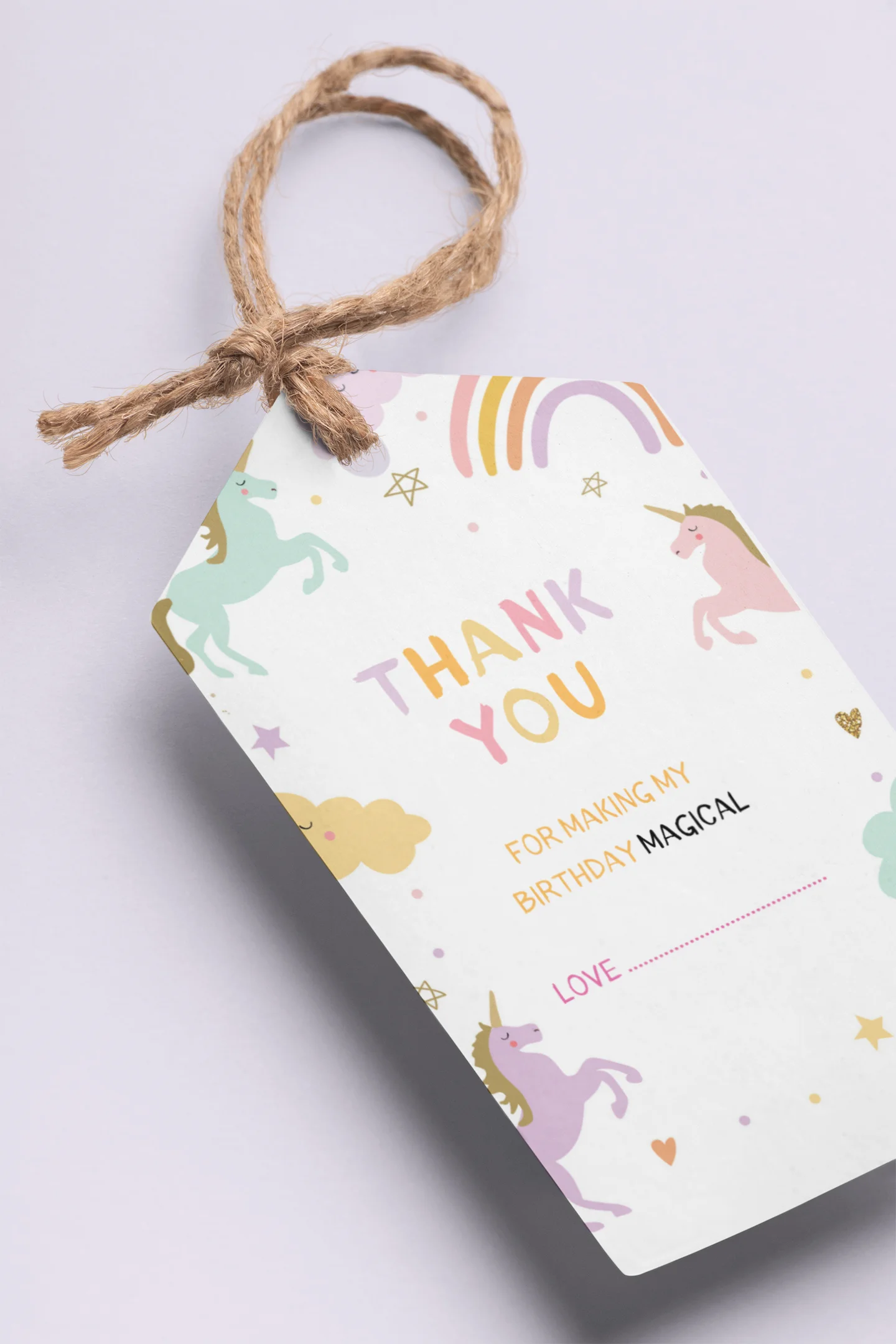 Unicorn Theme Model 3 Birthday Favour Tags (2 x 3.5 inches/250 GSM Cardstock/Multicolour/30Pcs)