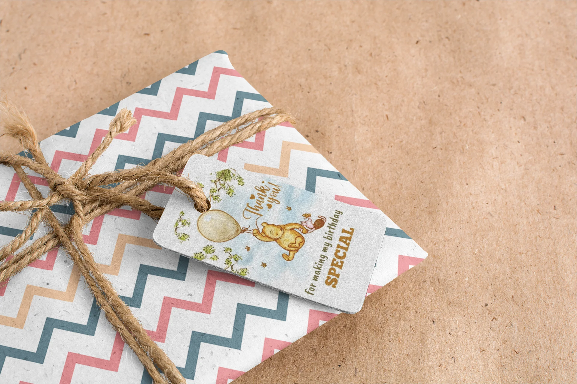 Winnie The Pooh Theme Birthday Favour Tags (2 x 3.5 inches/250 GSM Cardstock/Green, Brown, Light blue, White/30Pcs) - Premium Handcrafted 300 GSM Thank You Cards by Party Decor Mall India - View 7