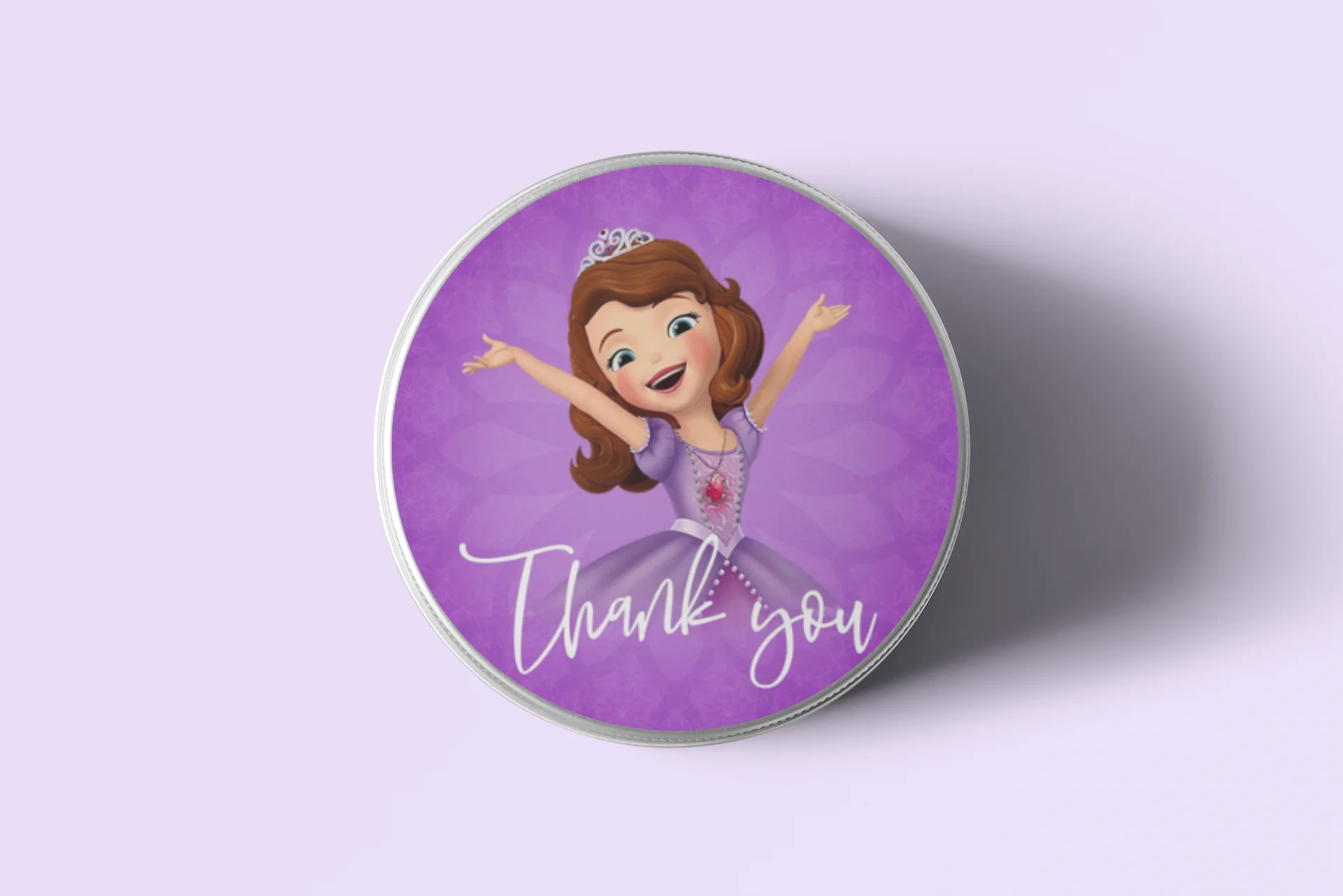 Sofia Theme- Return Gift/birthday decor Thankyou Sticker (6 CM/Sticker/Brown, Purple, White/24Pcs) - Premium Handcrafted 300 GSM Return Gift Label Stickers by Party Decor Mall India - View 7