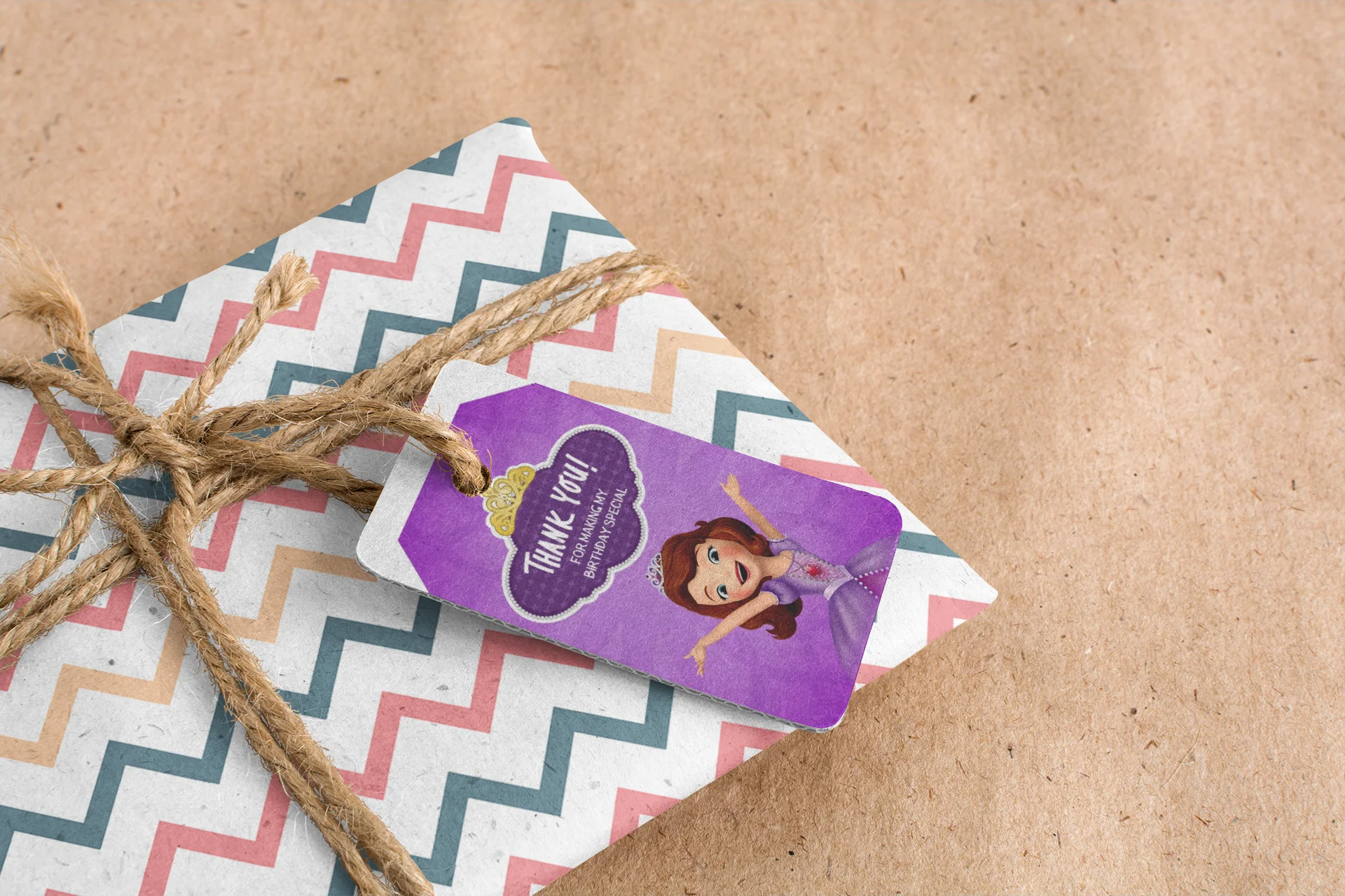 Sofia Theme Birthday Favour Tags (2 x 3.5 inches/250 GSM Cardstock/Brown, purple, white, yellow/30Pcs) - Premium Handcrafted 300 GSM Thank You Cards by Party Decor Mall India - View 6