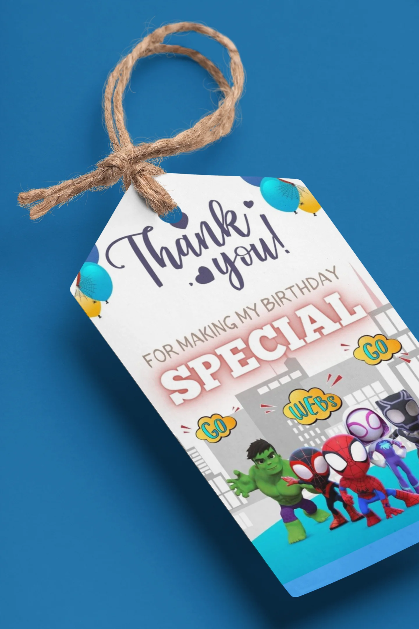 Avenger Kids Theme Birthday Favour Tags (2 x 3.5 inches/250 GSM Cardstock/Mixcolour/30Pcs)