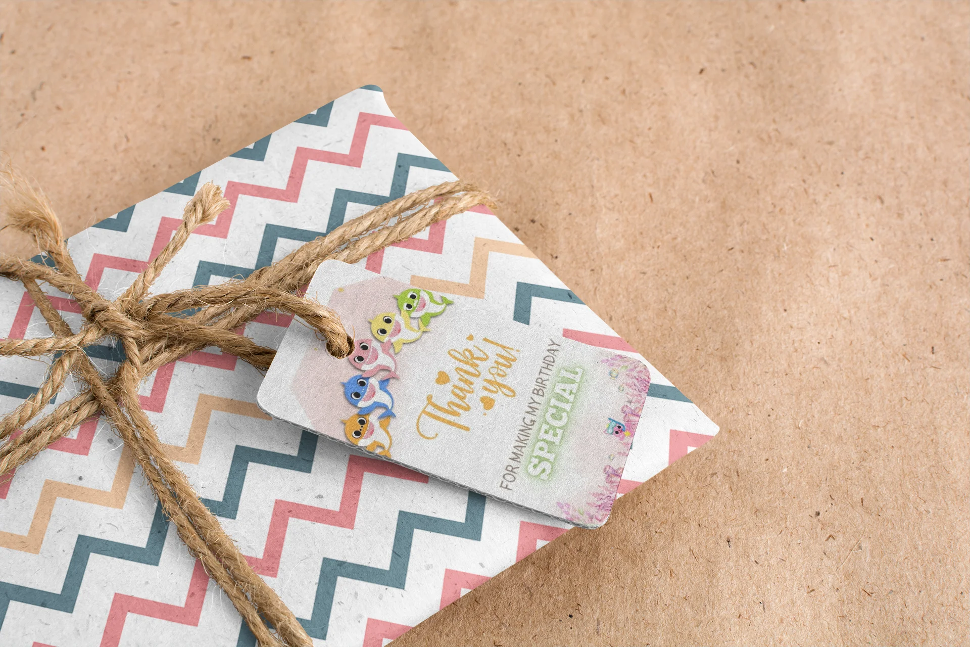 Baby Shark Theme Birthday Favour Tags (2 x 3.5 inches/250 GSM Cardstock/Mixcolour/30Pcs) - Premium Handcrafted 300 GSM Thank You Cards by Party Decor Mall India - View 8