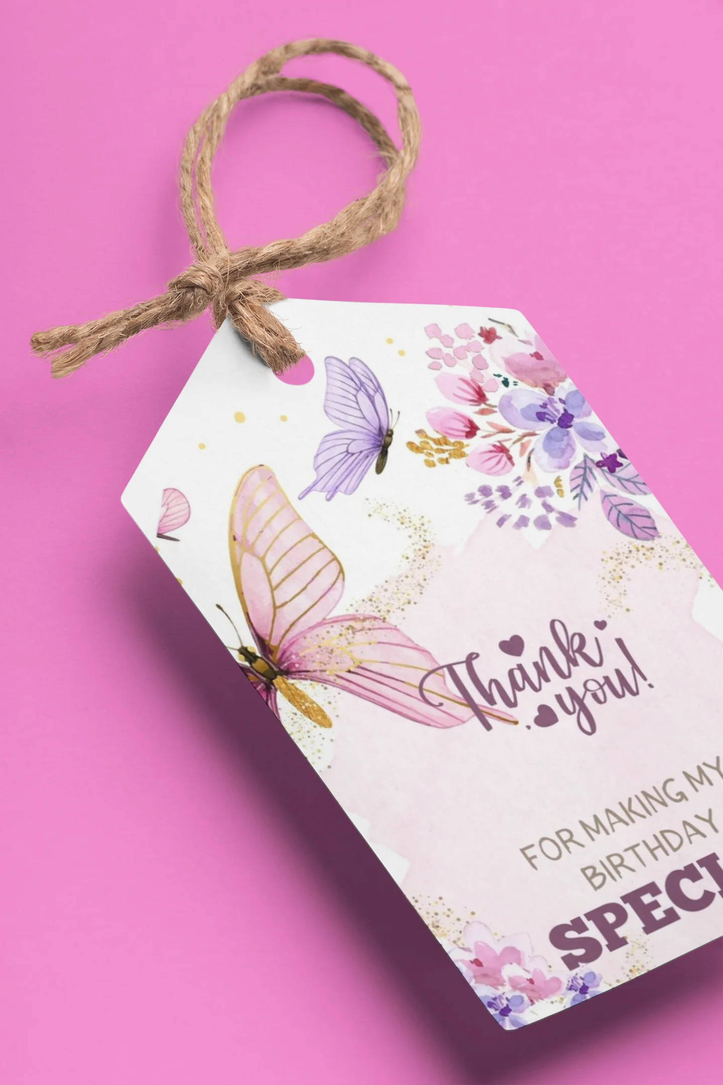 Butterfly Theme Birthday Favour Tags (2 x 3.5 inches/250 GSM Cardstock/Mixcolour/30Pcs)