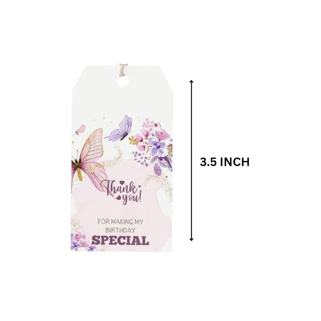Butterfly Theme Birthday Favour Tags (2 x 3.5 inches/250 GSM Cardstock/Mixcolour/30Pcs) - Premium Handcrafted 300 GSM Thank You Cards by Party Decor Mall India - View 2