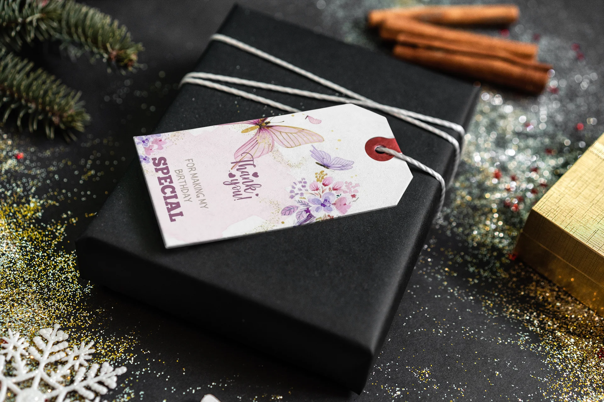 Butterfly Theme Birthday Favour Tags (2 x 3.5 inches/250 GSM Cardstock/Mixcolour/30Pcs) - Premium Handcrafted 300 GSM Thank You Cards by Party Decor Mall India - View 4