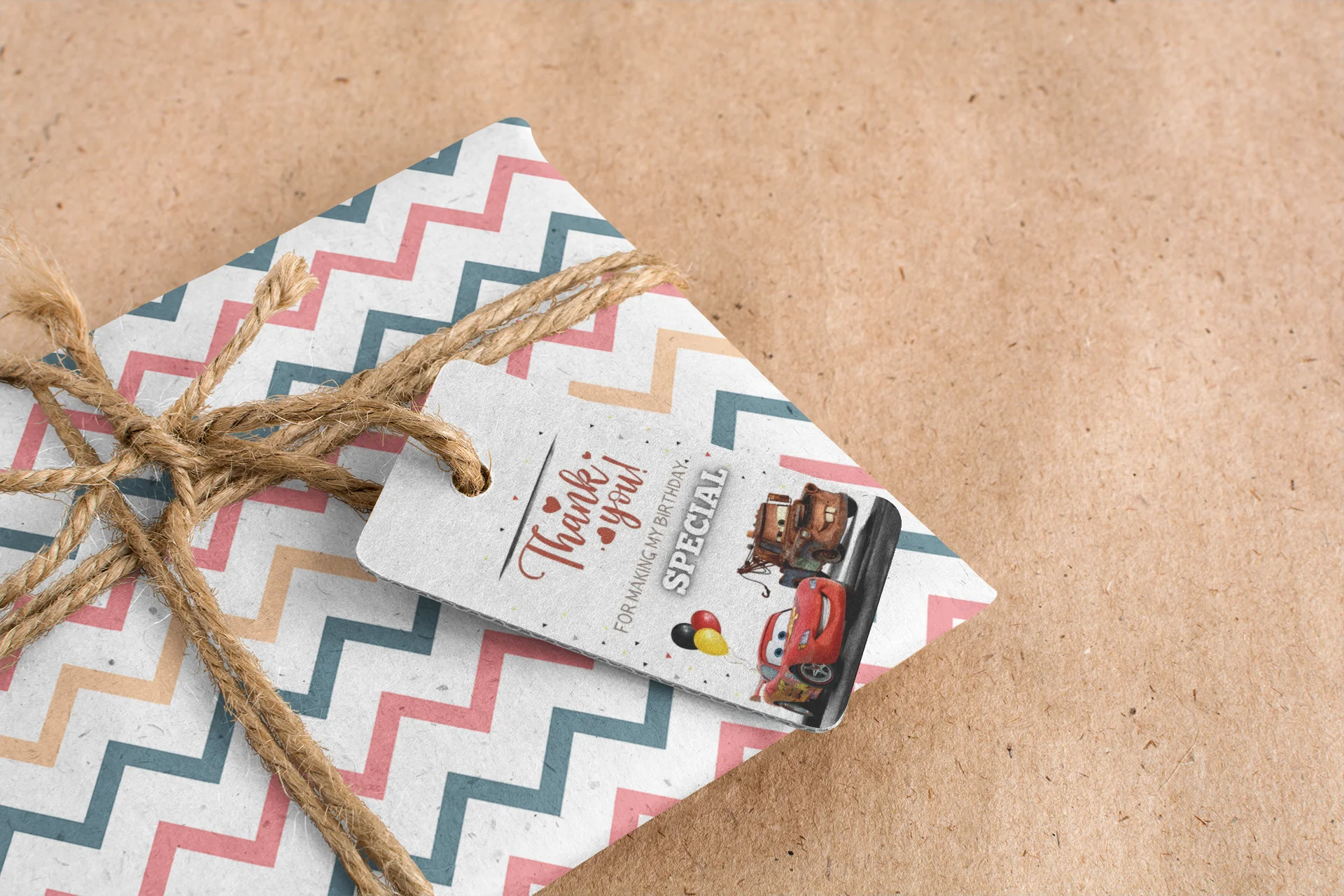 Disney Car Theme Birthday Favour Tags (2 x 3.5 inches/250 GSM Cardstock/Mixcolour/30Pcs) - Premium Handcrafted 300 GSM Thank You Cards by Party Decor Mall India - View 5