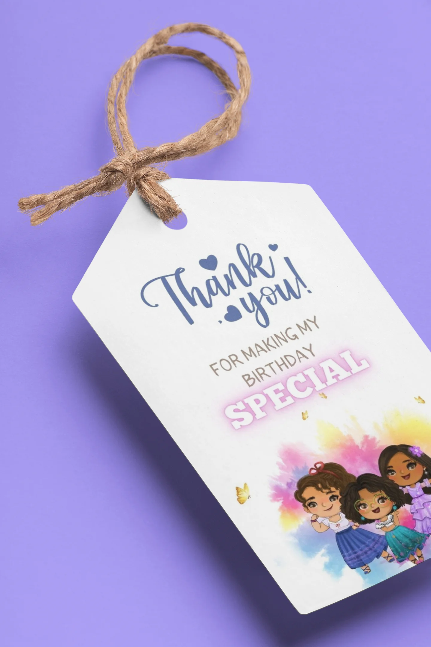 Dolls Theme Birthday Favour Tags (2 x 3.5 inches/250 GSM Cardstock/Mixcolour/30Pcs) - Premium Handcrafted 300 GSM Thank You Cards by Party Decor Mall India - View 1