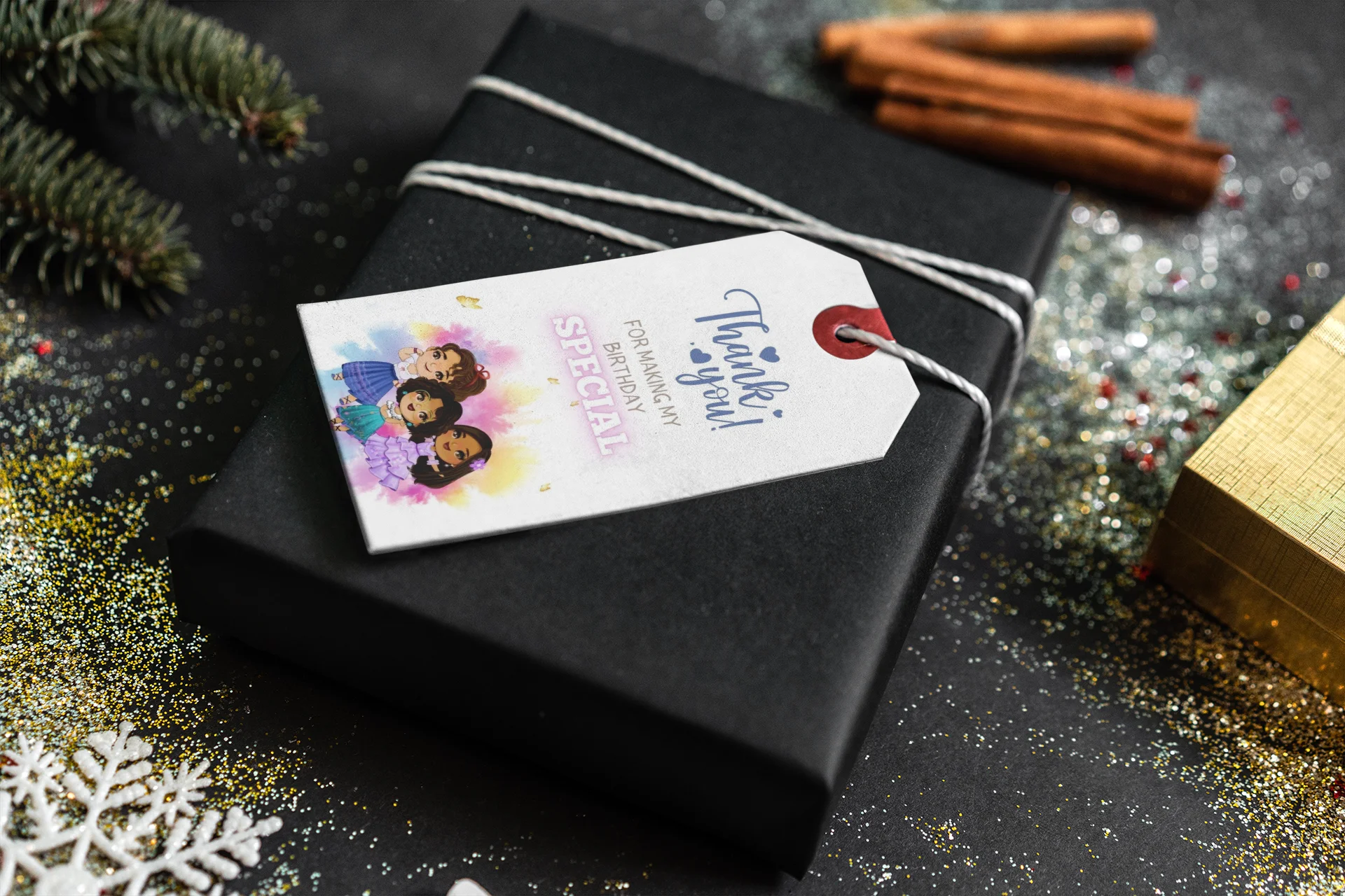 Dolls Theme Birthday Favour Tags (2 x 3.5 inches/250 GSM Cardstock/Mixcolour/30Pcs) - Premium Handcrafted 300 GSM Thank You Cards by Party Decor Mall India - View 4