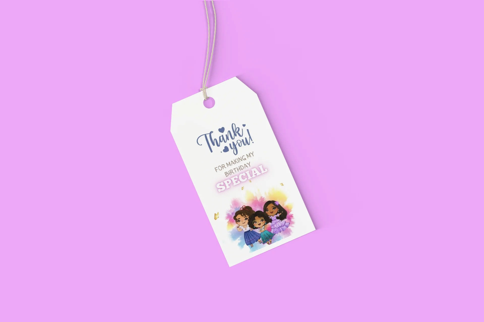 Dolls Theme Birthday Favour Tags (2 x 3.5 inches/250 GSM Cardstock/Mixcolour/30Pcs) - Premium Handcrafted 300 GSM Thank You Cards by Party Decor Mall India - View 6