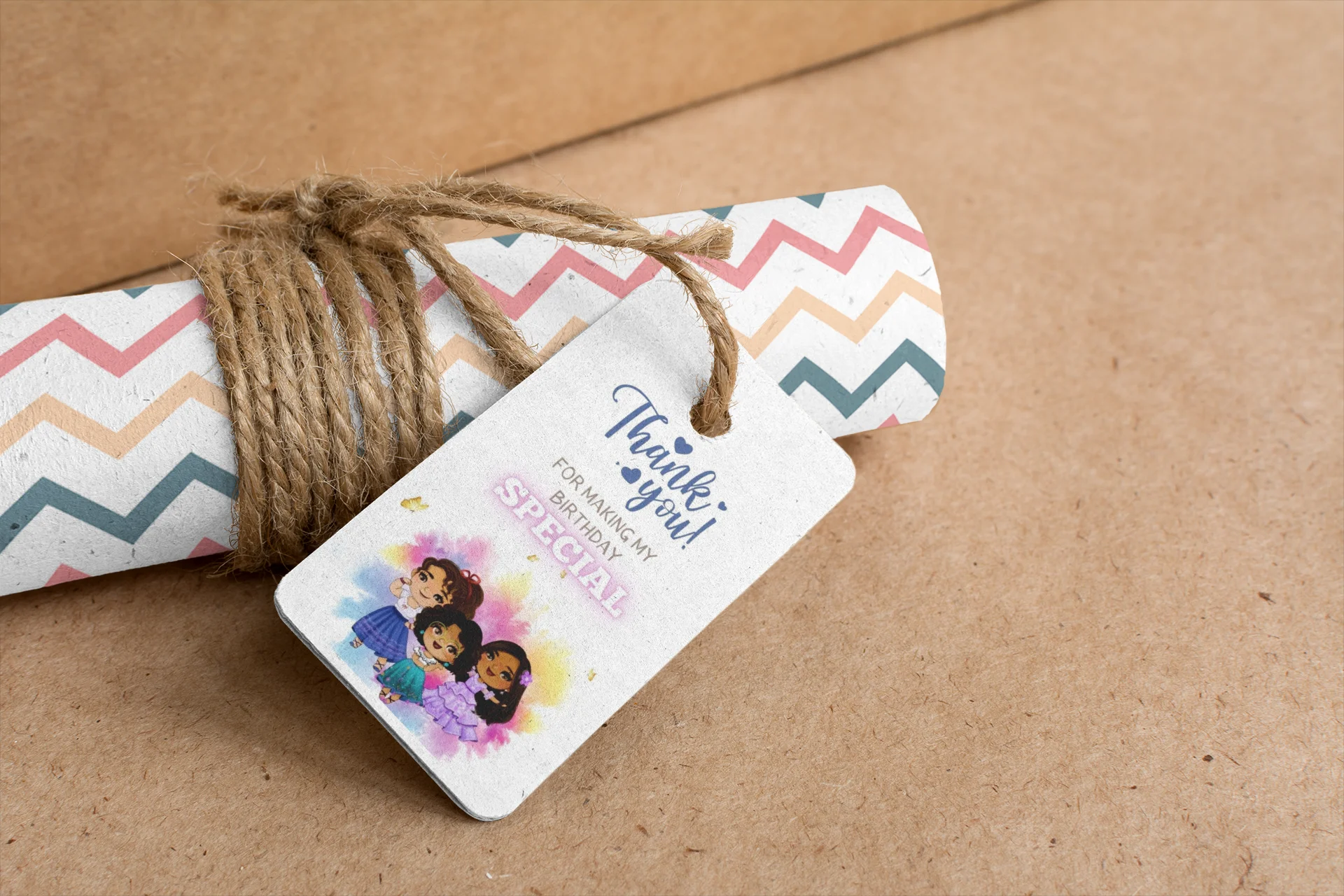 Dolls Theme Birthday Favour Tags (2 x 3.5 inches/250 GSM Cardstock/Mixcolour/30Pcs) - Premium Handcrafted 300 GSM Thank You Cards by Party Decor Mall India - View 7