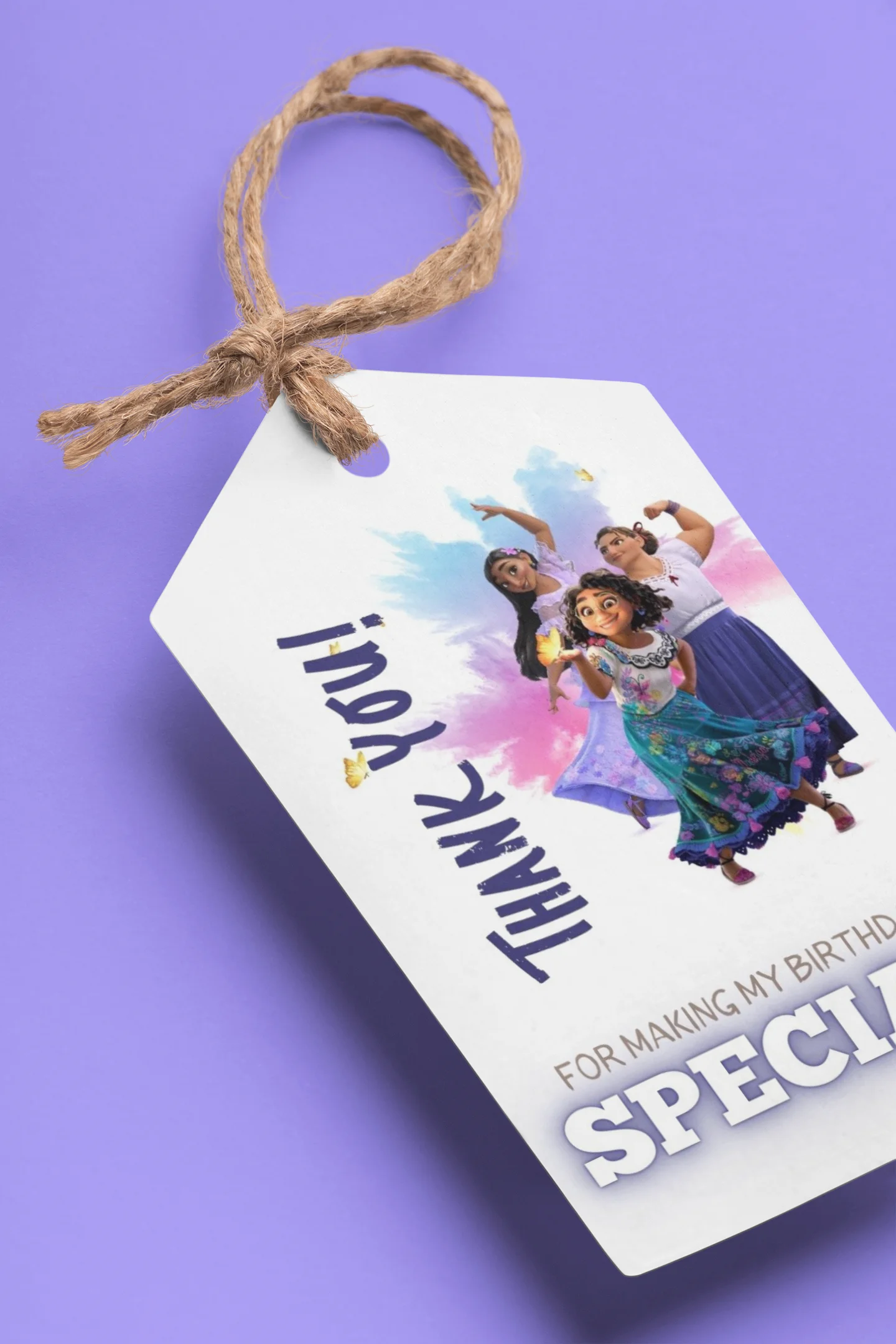 Encanto Theme Birthday Favour Tags (2 x 3.5 inches/250 GSM Cardstock/Mixcolour/30Pcs) - Premium Handcrafted 300 GSM Thank You Cards by Party Decor Mall India - View 1
