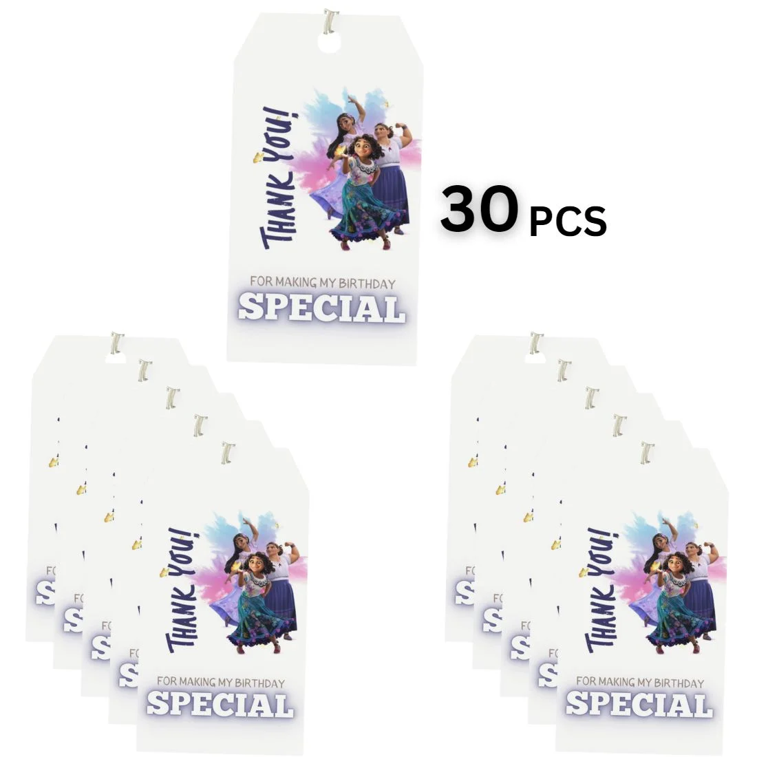 Encanto Theme Birthday Favour Tags (2 x 3.5 inches/250 GSM Cardstock/Mixcolour/30Pcs) - Premium Handcrafted 300 GSM Thank You Cards by Party Decor Mall India - View 3
