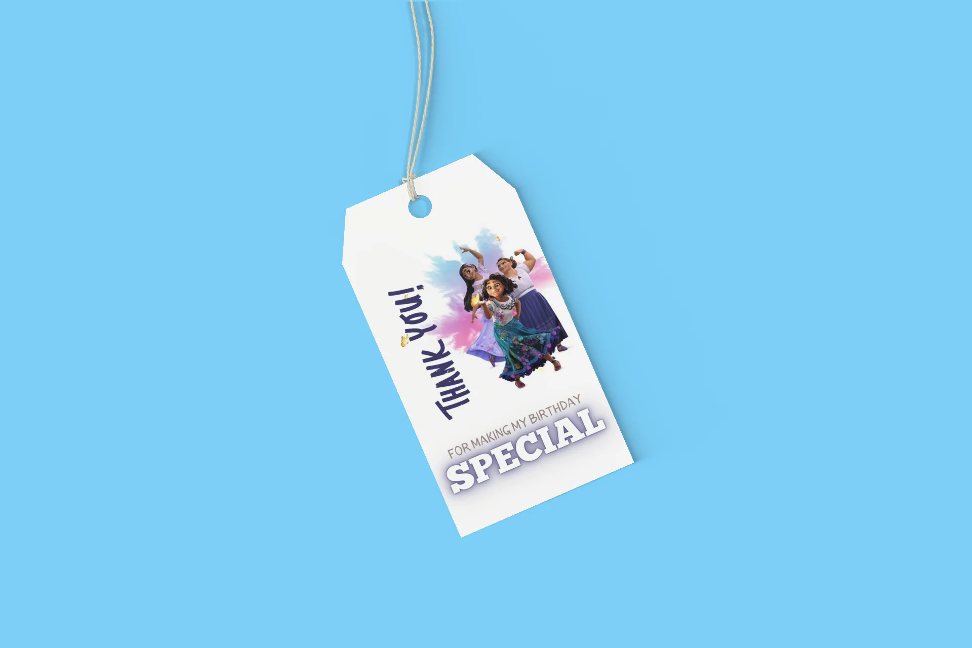Encanto Theme Birthday Favour Tags (2 x 3.5 inches/250 GSM Cardstock/Mixcolour/30Pcs) - Premium Handcrafted 300 GSM Thank You Cards by Party Decor Mall India - View 6