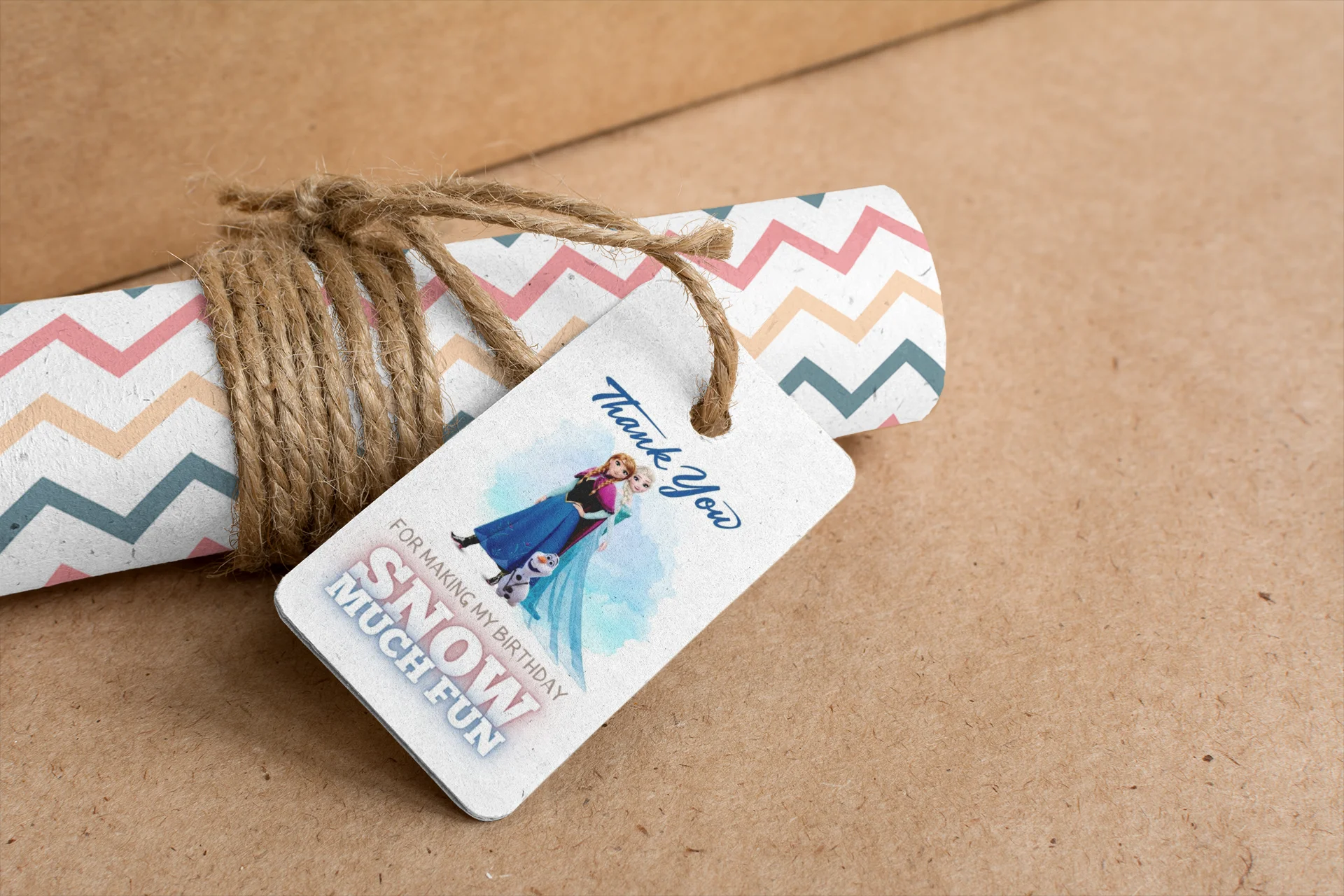 Frozen Theme Model 2 Birthday Favour Tags (2 x 3.5 inches/250 GSM Cardstock/Mixcolour/30Pcs) - Premium Handcrafted 300 GSM Thank You Cards by Party Decor Mall India - View 5