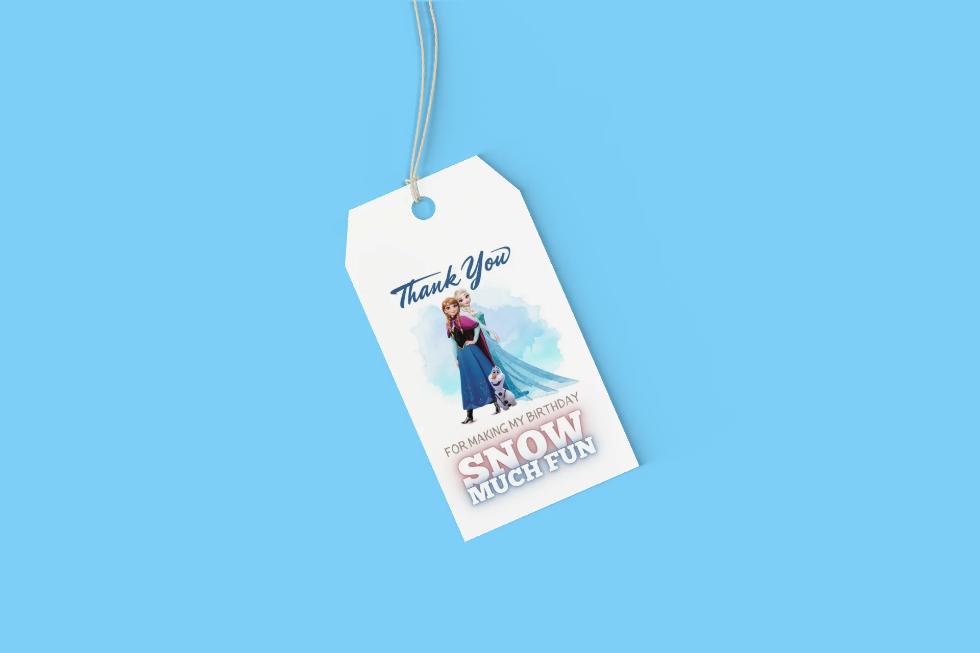 Frozen Theme Model 2 Birthday Favour Tags (2 x 3.5 inches/250 GSM Cardstock/Mixcolour/30Pcs) - Premium Handcrafted 300 GSM Thank You Cards by Party Decor Mall India - View 6