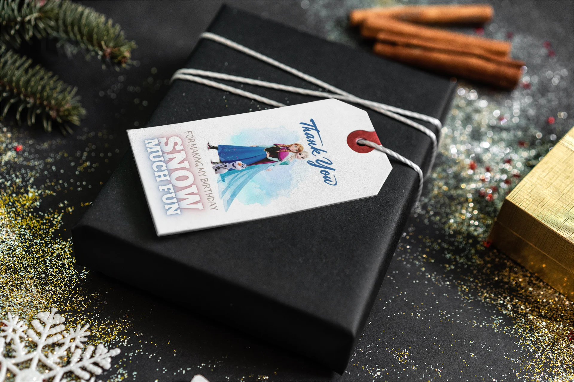 Frozen Theme Model 2 Birthday Favour Tags (2 x 3.5 inches/250 GSM Cardstock/Mixcolour/30Pcs) - Premium Handcrafted 300 GSM Thank You Cards by Party Decor Mall India - View 8