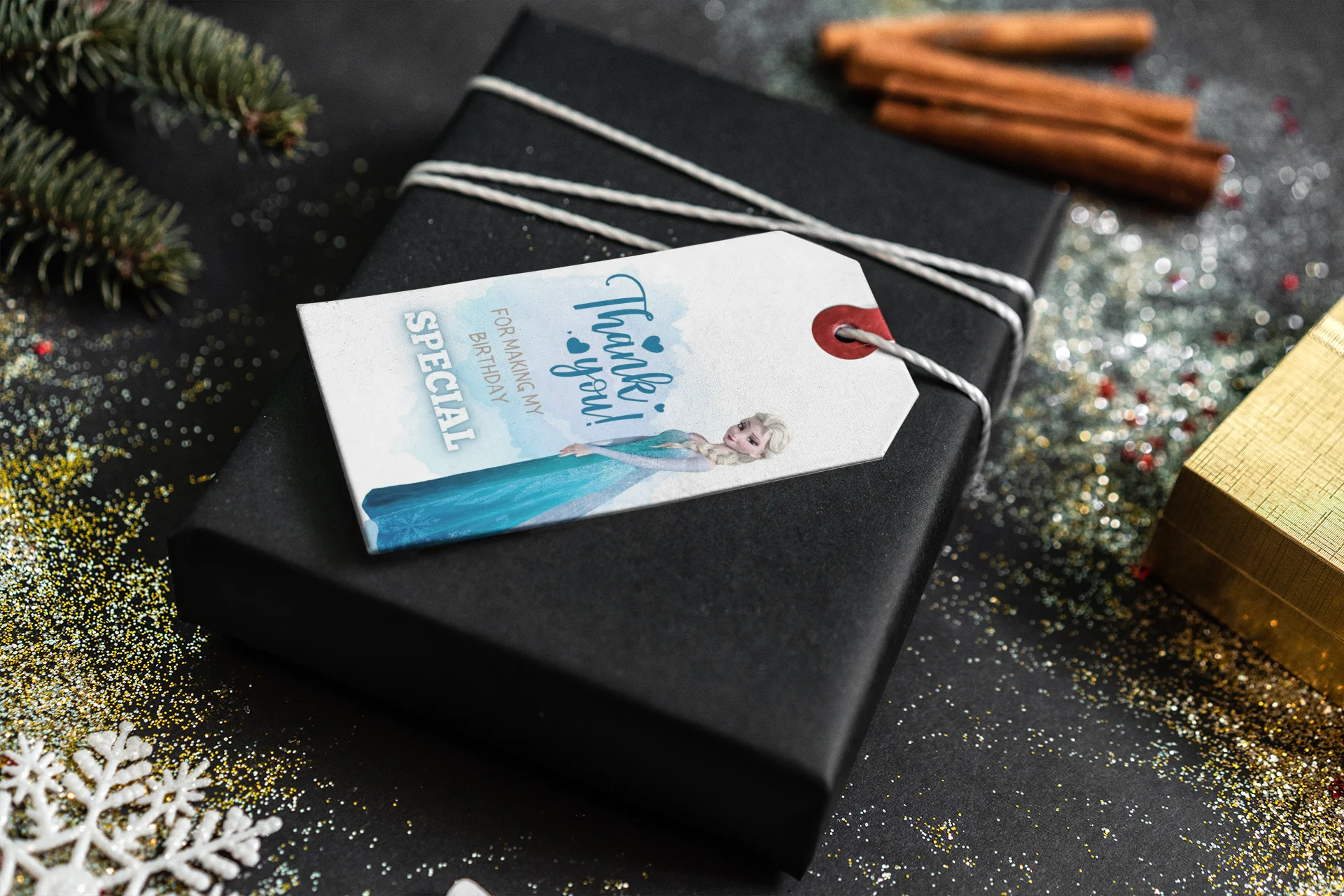 Frozen Elsa Theme Birthday Favour Tags (2 x 3.5 inches/250 GSM Cardstock/Mixcolour/30Pcs) - Premium Handcrafted 300 GSM Thank You Cards by Party Decor Mall India - View 4