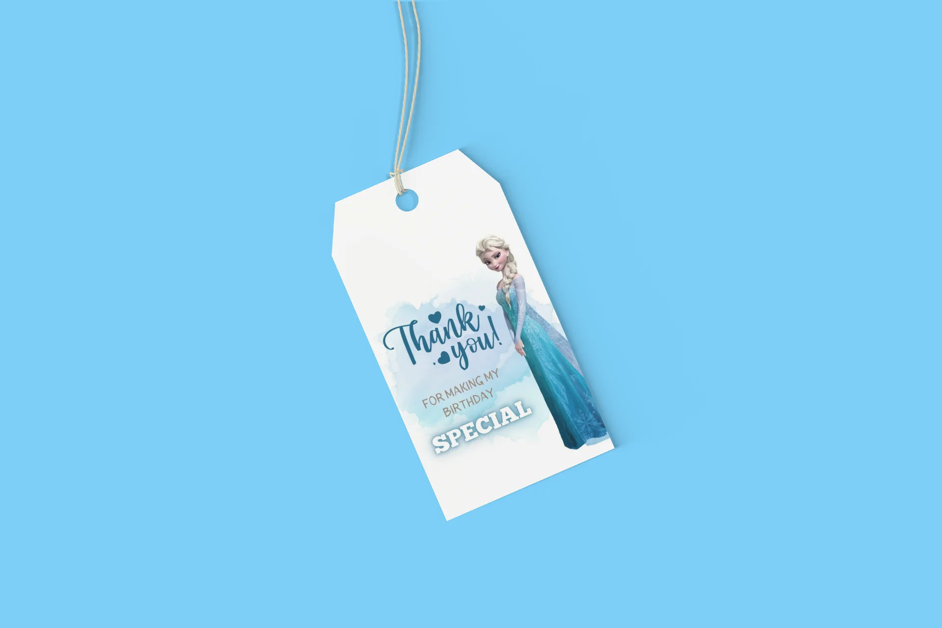 Frozen Elsa Theme Birthday Favour Tags (2 x 3.5 inches/250 GSM Cardstock/Mixcolour/30Pcs) - Premium Handcrafted 300 GSM Thank You Cards by Party Decor Mall India - View 6