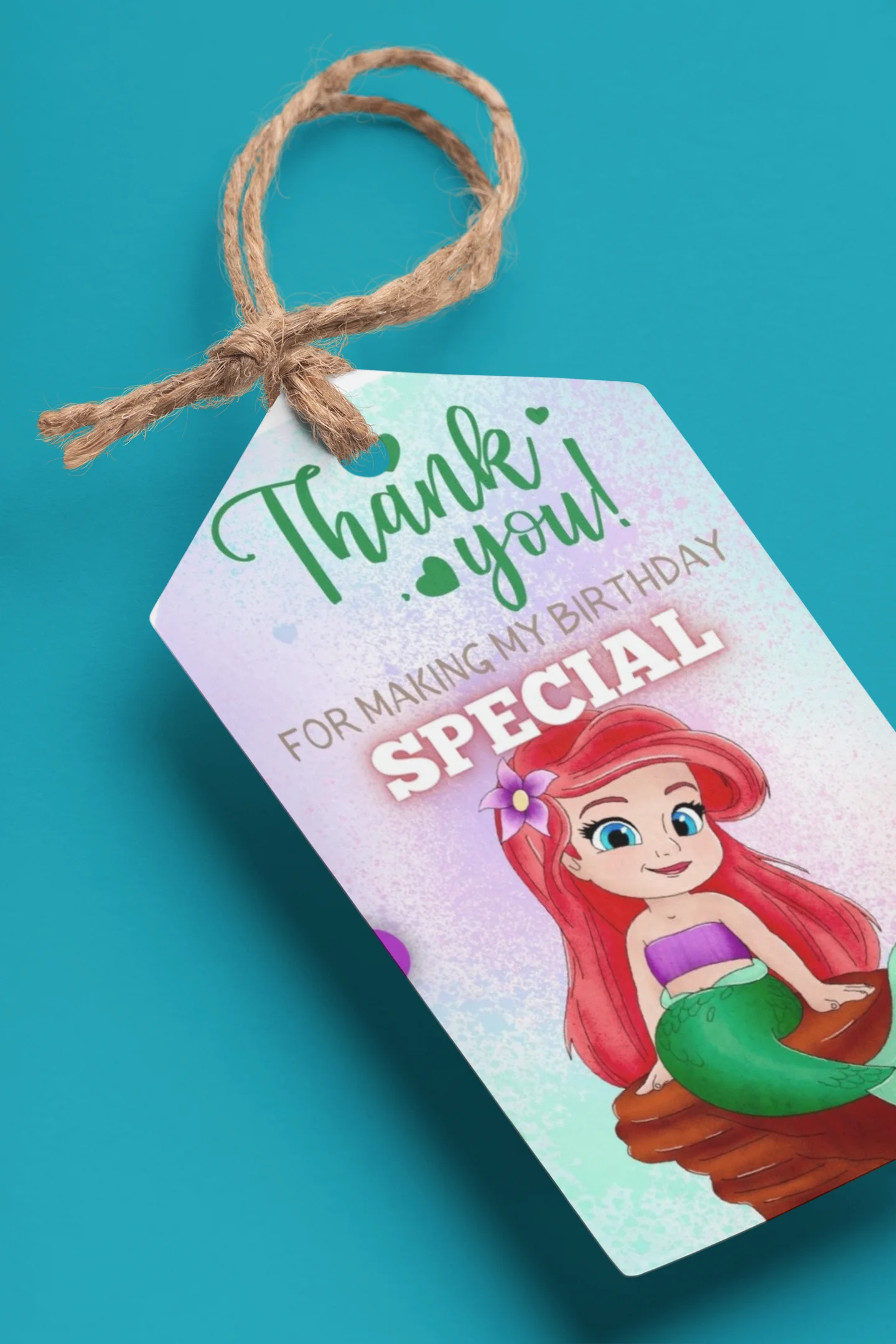 Little Mermaid Theme Birthday Favour Tags (2 x 3.5 inches/250 GSM Cardstock/Mixcolour/30Pcs)