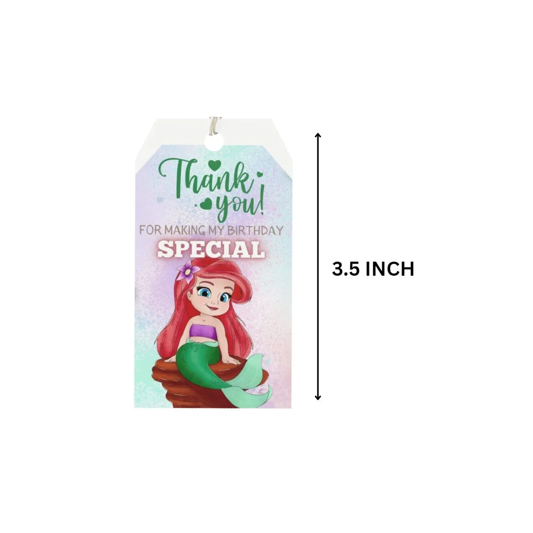 Little Mermaid Theme Birthday Favour Tags (2 x 3.5 inches/250 GSM Cardstock/Mixcolour/30Pcs) - Premium Handcrafted 300 GSM Thank You Cards by Party Decor Mall India - View 3