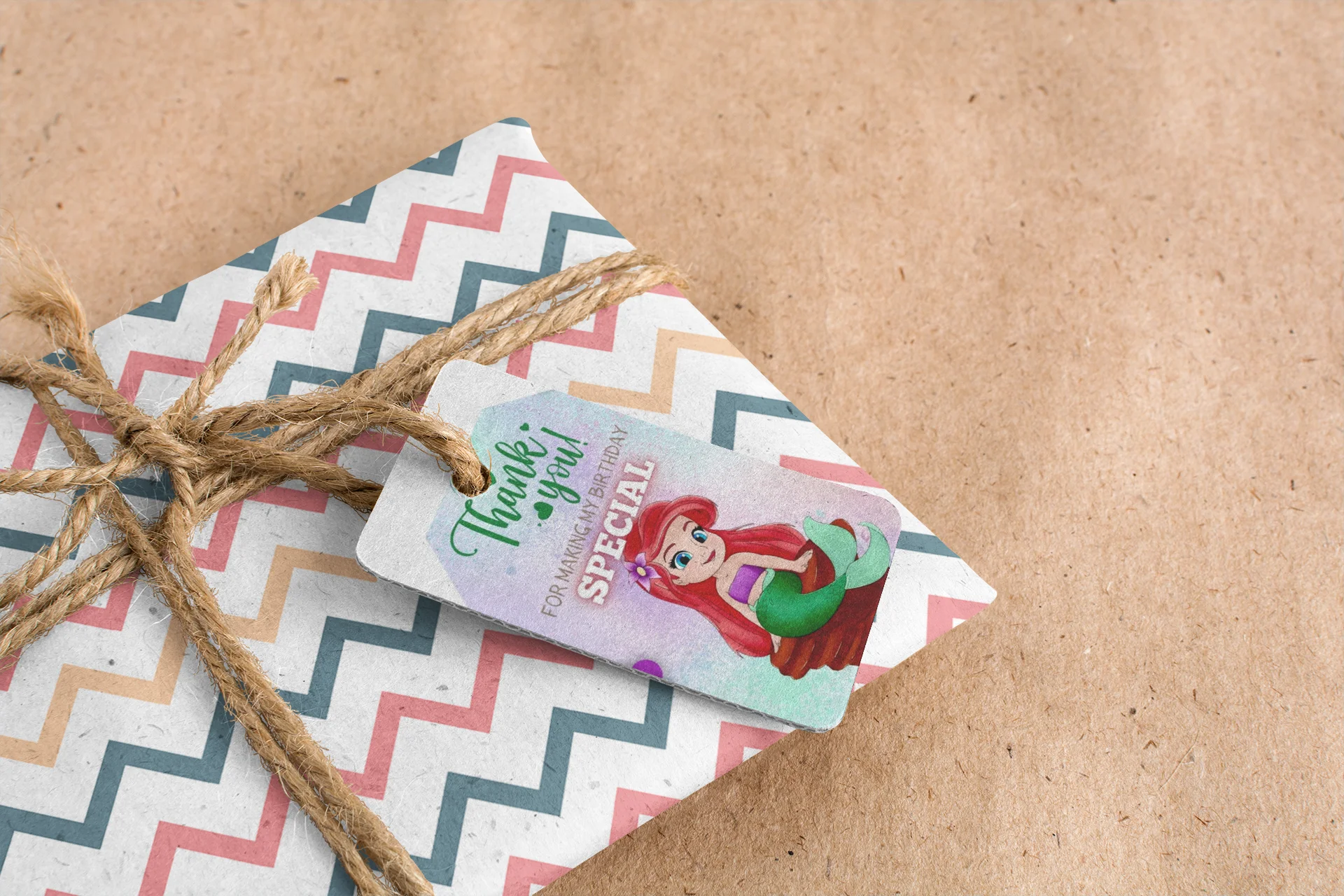 Little Mermaid Theme Birthday Favour Tags (2 x 3.5 inches/250 GSM Cardstock/Mixcolour/30Pcs) - Premium Handcrafted 300 GSM Thank You Cards by Party Decor Mall India - View 4