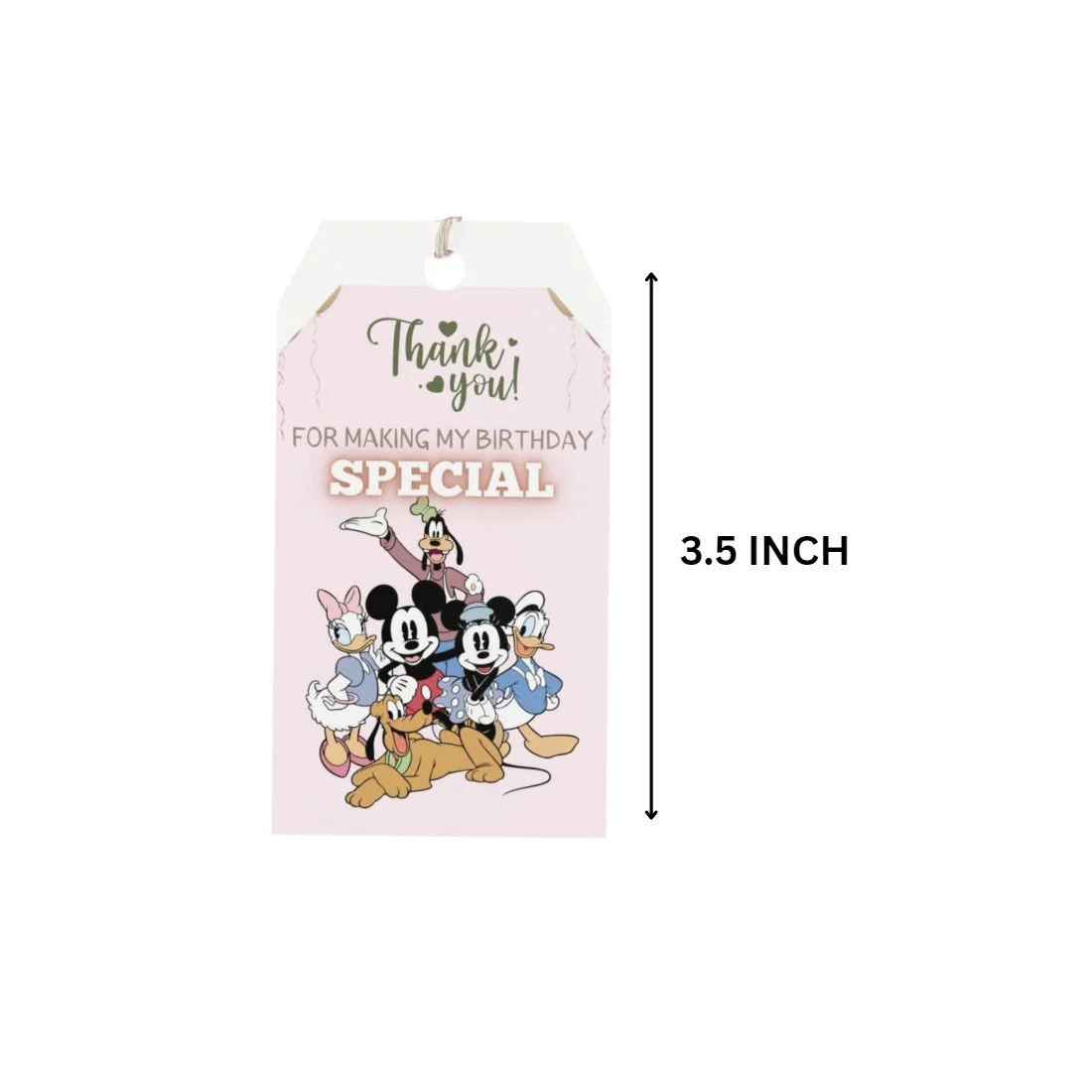 Mickey Club House Theme Birthday Favour Tags (2 x 3.5 inches/250 GSM Cardstock/Mixcolour/30Pcs) - Premium Handcrafted 300 GSM Thank You Cards by Party Decor Mall India - View 3