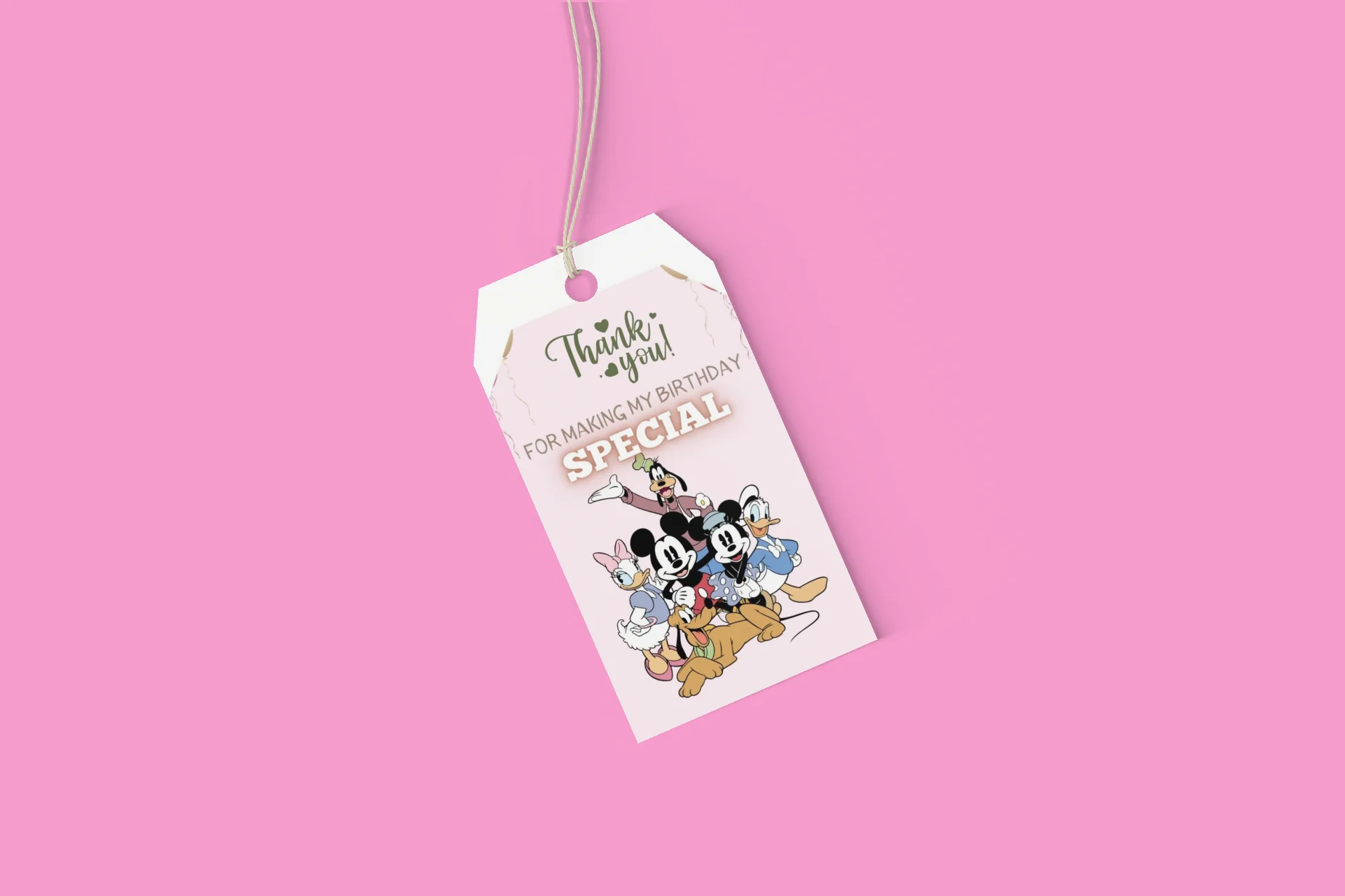 Mickey Club House Theme Birthday Favour Tags (2 x 3.5 inches/250 GSM Cardstock/Mixcolour/30Pcs) - Premium Handcrafted 300 GSM Thank You Cards by Party Decor Mall India - View 6