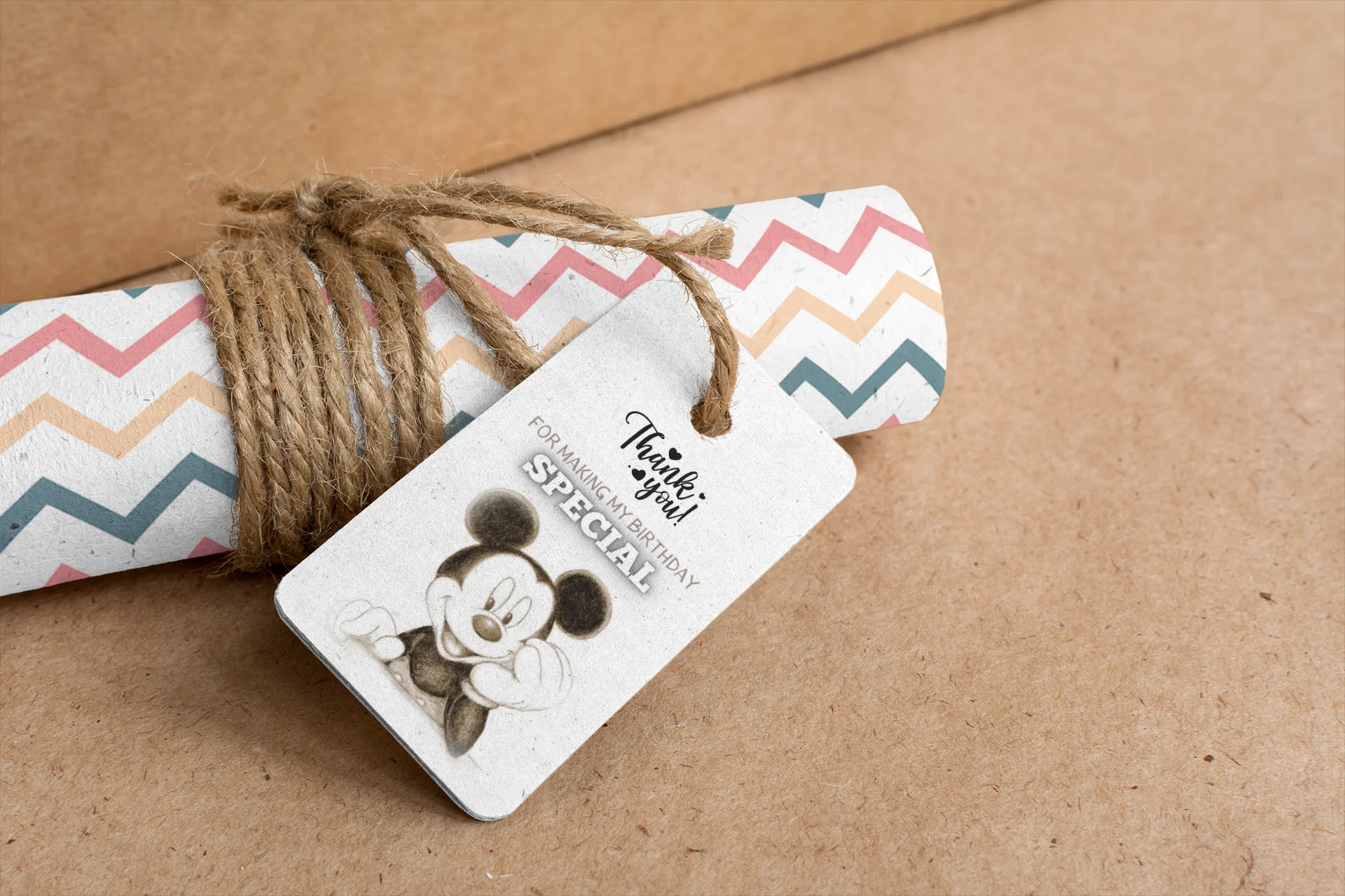 Mickey Mouse Theme Birthday Favour Tags (2 x 3.5 inches/250 GSM Cardstock/Black & White/30Pcs) - Premium Handcrafted 300 GSM Thank You Cards by Party Decor Mall India - View 5