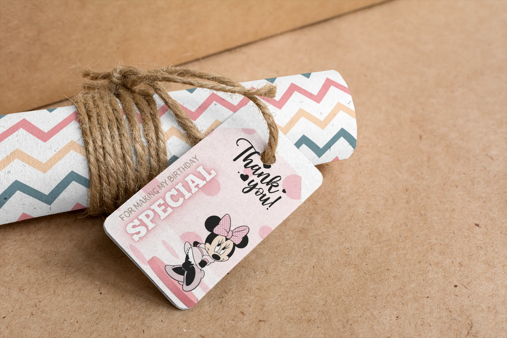 Minnie Theme Birthday Favour Tags (2 x 3.5 inches/250 GSM Cardstock/Mixcolour/30Pcs) - Premium Handcrafted 300 GSM Thank You Cards by Party Decor Mall India - View 5