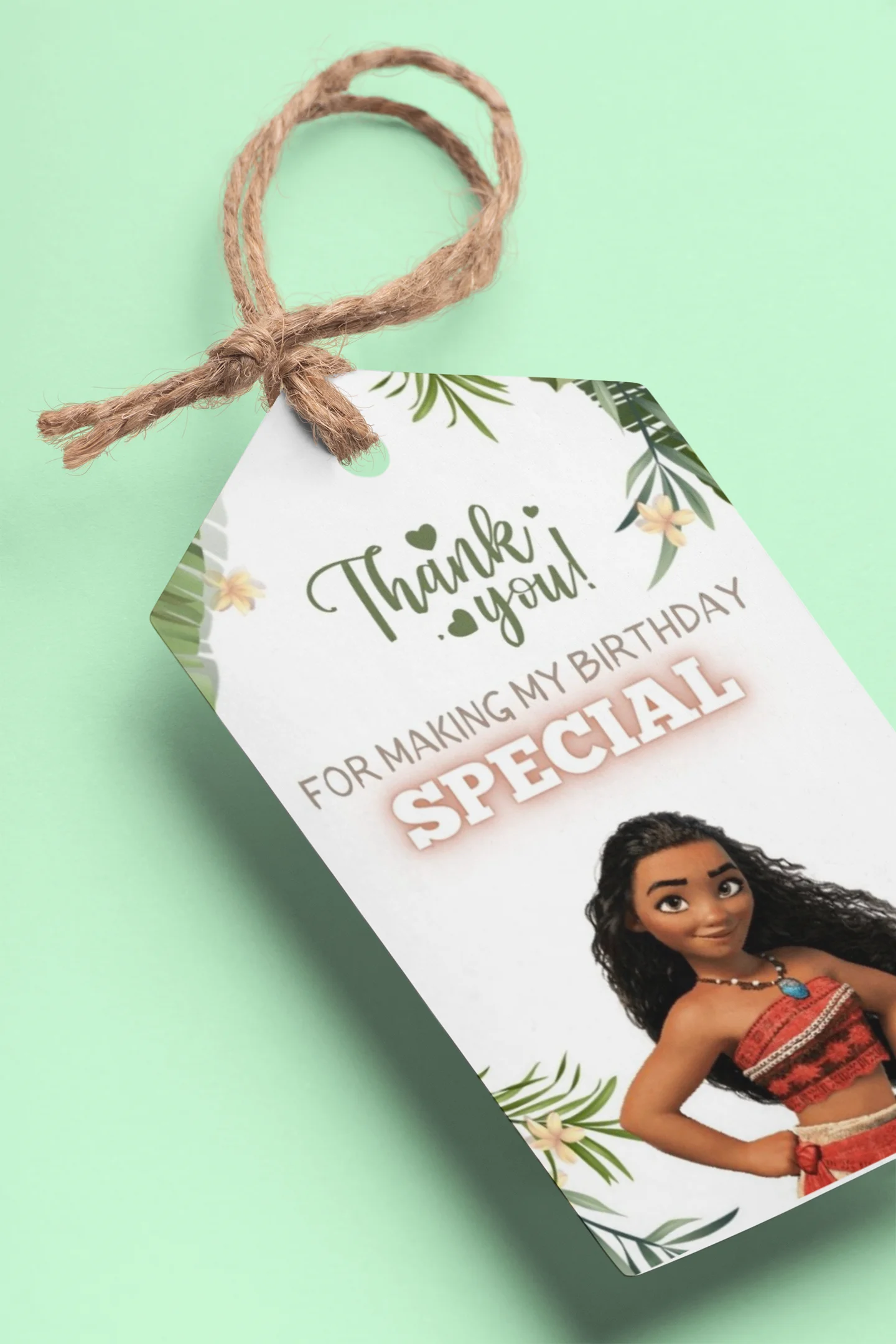 Moana Theme Birthday Favour Tags (2 x 3.5 inches/250 GSM Cardstock/Mixcolour/30Pcs) - Premium Handcrafted 300 GSM Thank You Cards by Party Decor Mall India - View 1