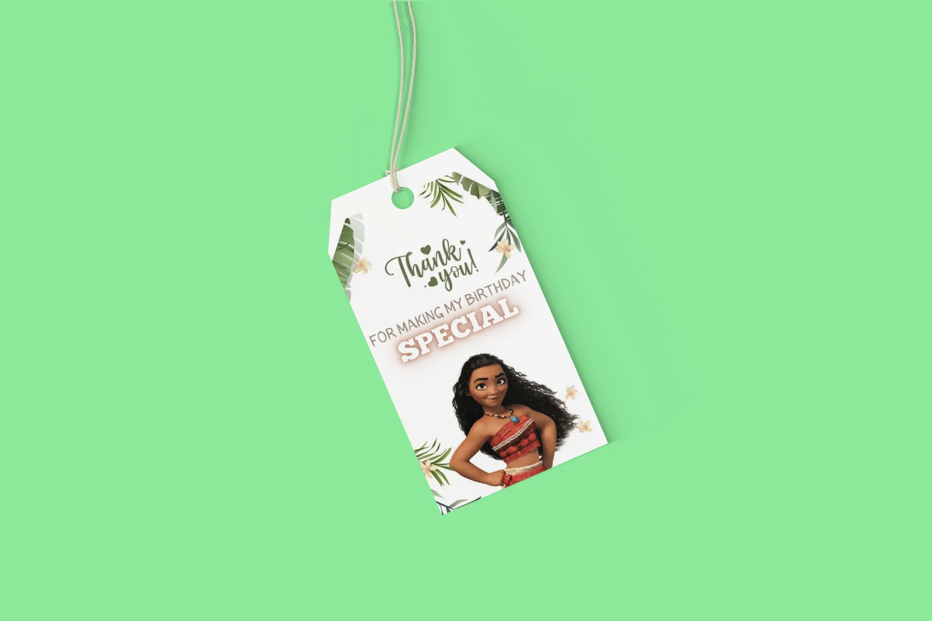 Moana Theme Birthday Favour Tags (2 x 3.5 inches/250 GSM Cardstock/Mixcolour/30Pcs) - Premium Handcrafted 300 GSM Thank You Cards by Party Decor Mall India - View 3