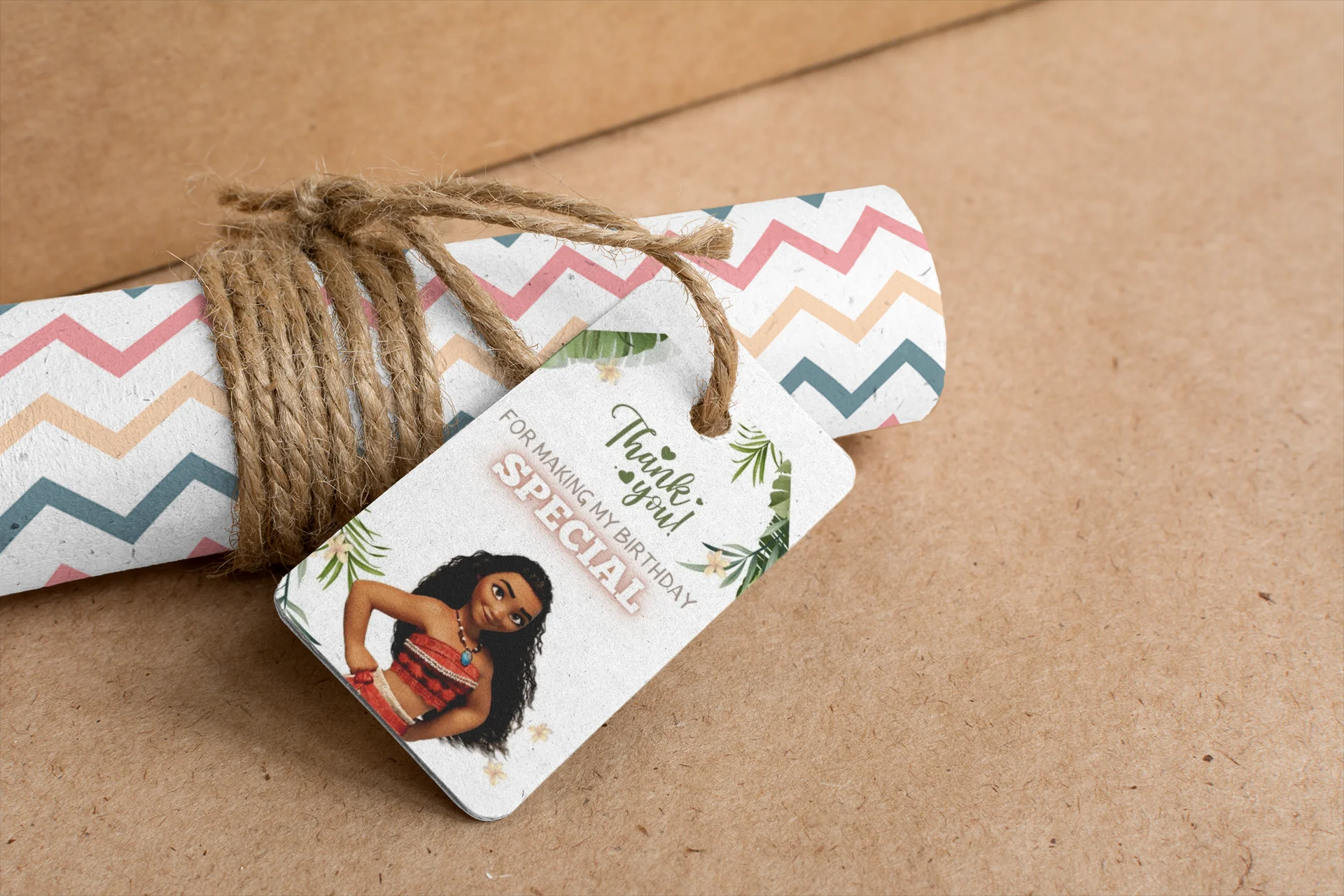 Moana Theme Birthday Favour Tags (2 x 3.5 inches/250 GSM Cardstock/Mixcolour/30Pcs) - Premium Handcrafted 300 GSM Thank You Cards by Party Decor Mall India - View 4