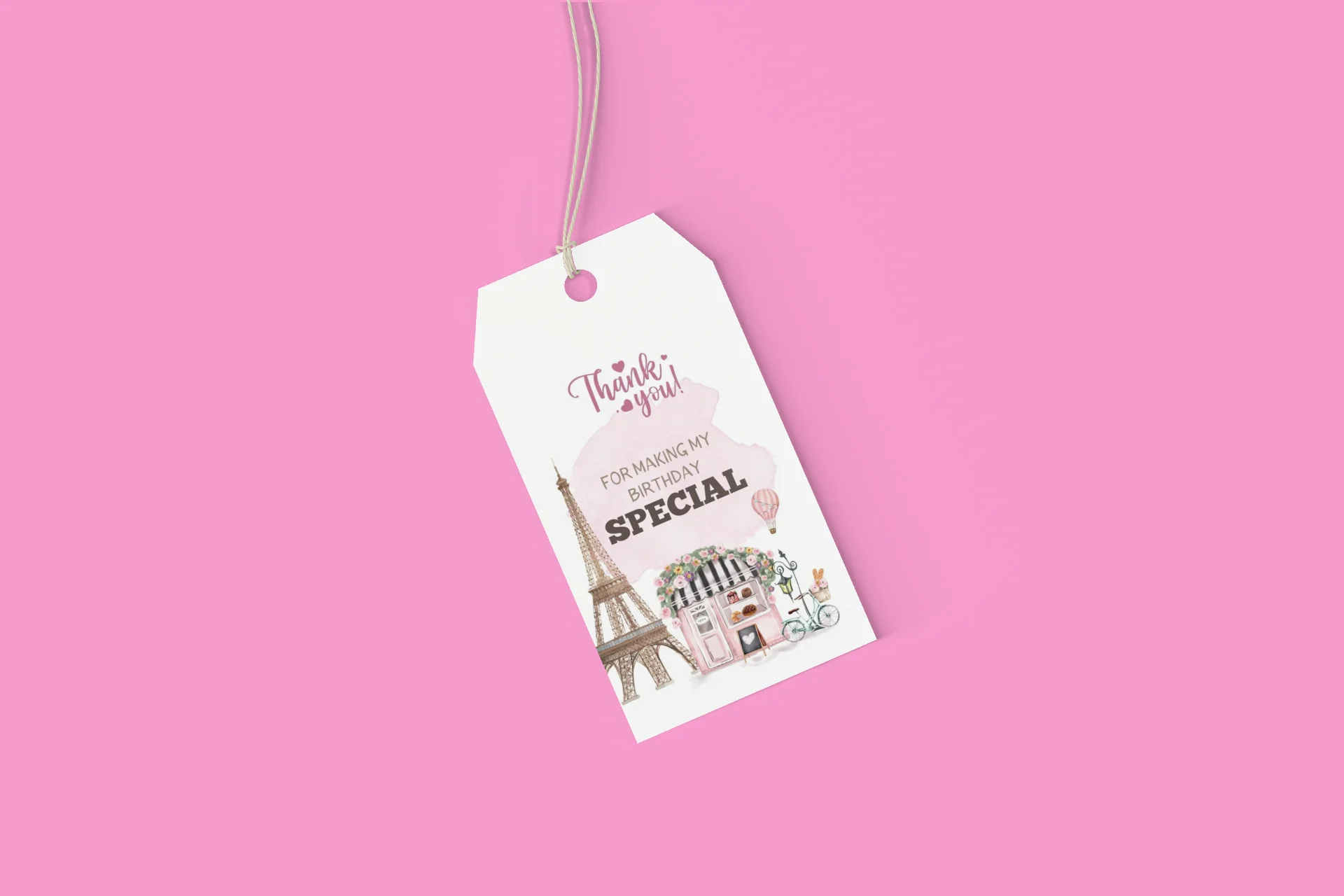 Paris Theme Birthday Favour Tags (2 x 3.5 inches/250 GSM Cardstock/Mixcolour/30Pcs) - Premium Handcrafted 300 GSM Thank You Cards by Party Decor Mall India - View 6