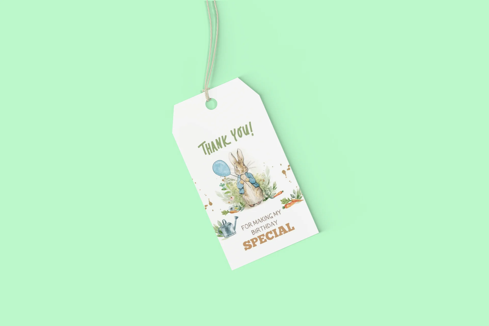Peter Rabbit Theme Birthday Favour Tags (2 x 3.5 inches/250 GSM Cardstock/Mixcolour/30Pcs) - Premium Handcrafted 300 GSM Thank You Cards by Party Decor Mall India - View 6