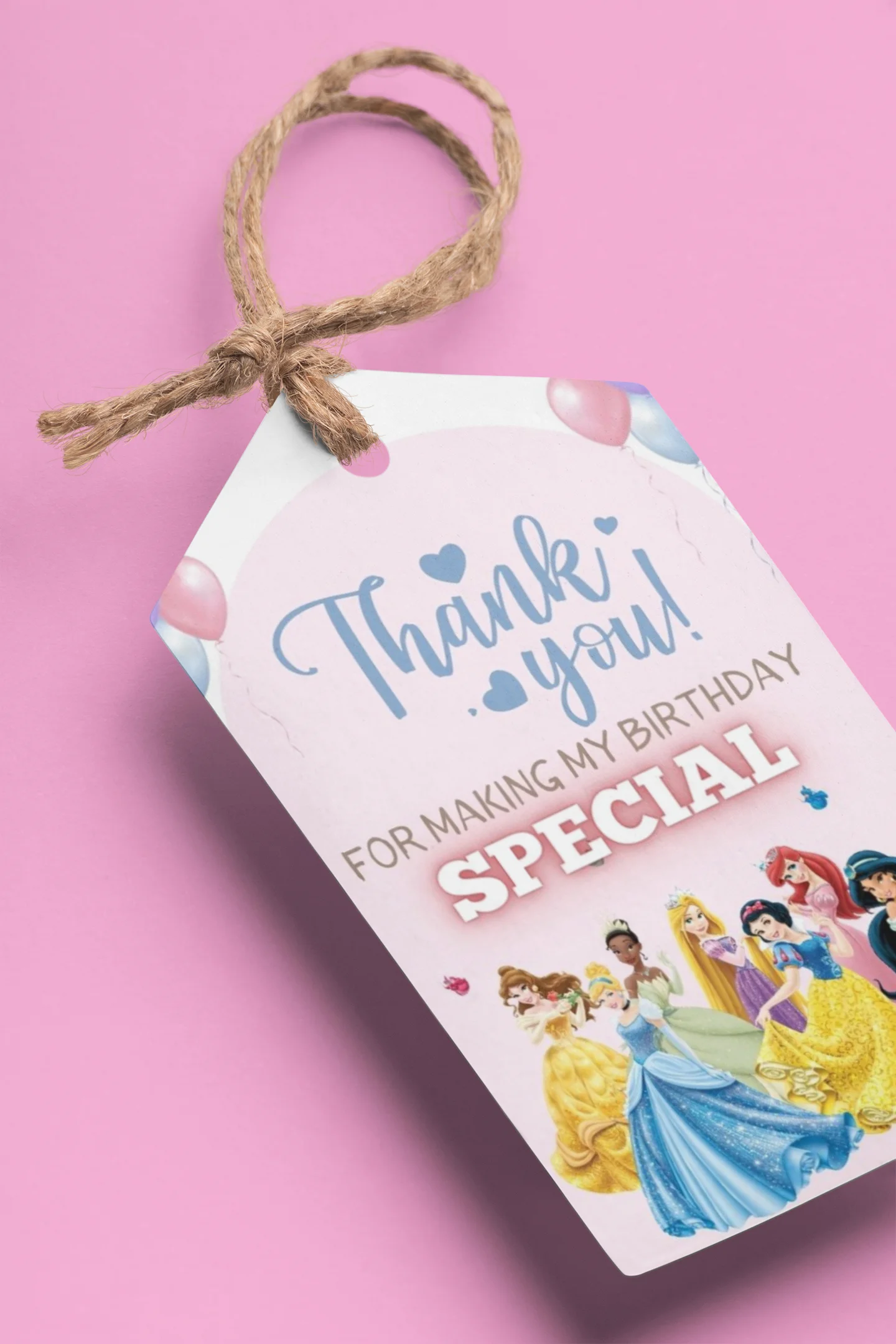 Princess Theme Birthday Favour Tags (2 x 3.5 inches/250 GSM Cardstock/Mixcolour/30Pcs)